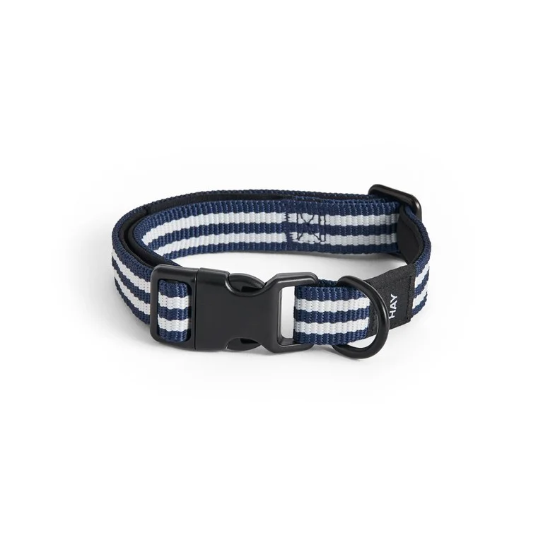 HAY Dogs Collar Flat S/M Blue and white stripe