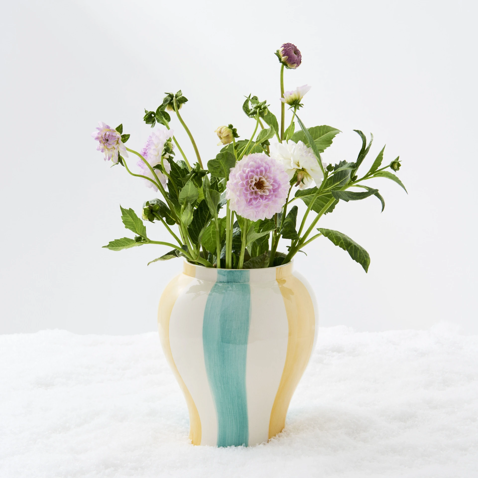 Sobremesa Stripe Vase L Green and yellow