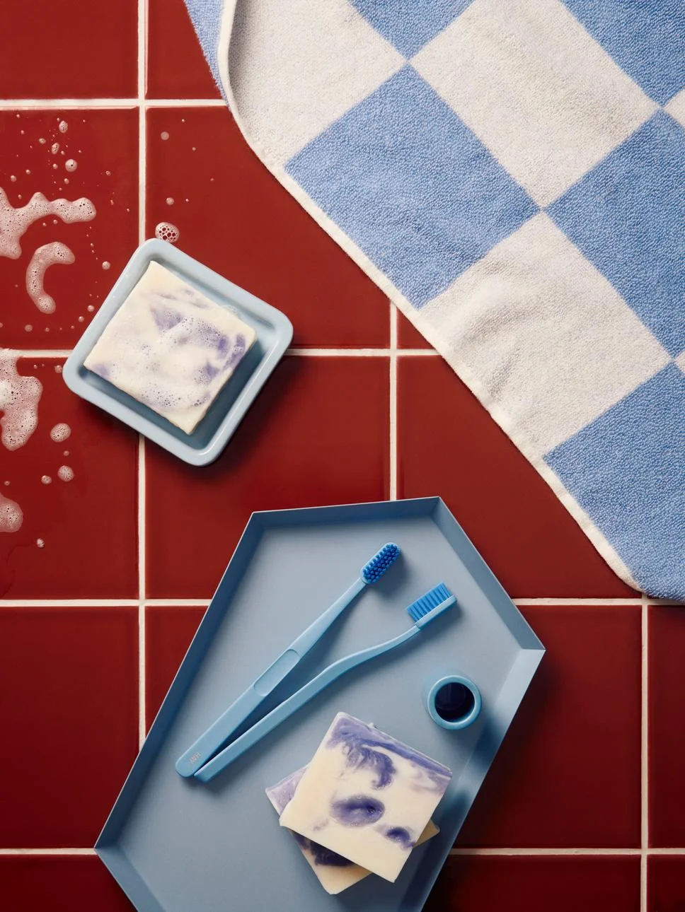 Check Hand Towel Sky blue