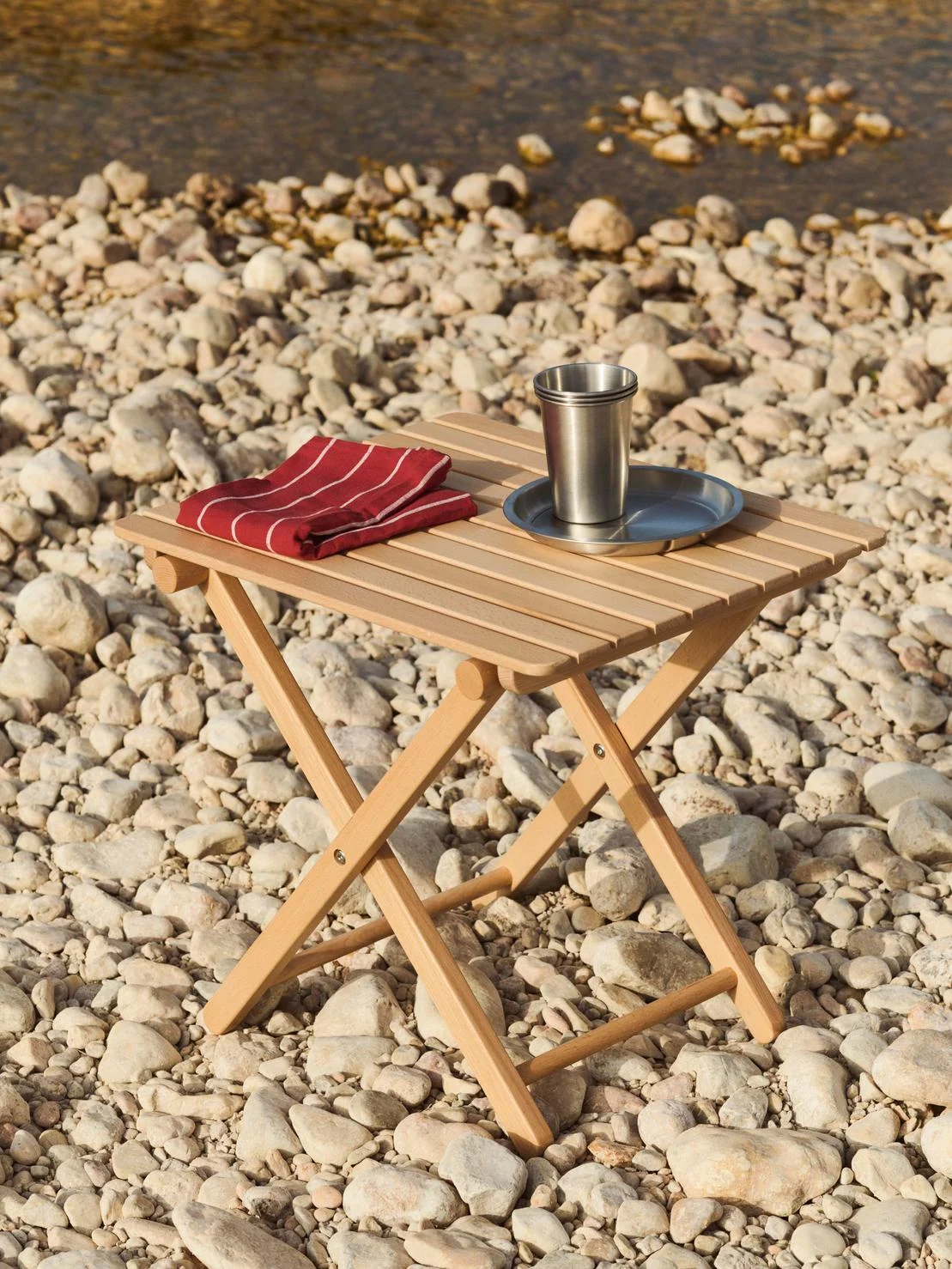 Outdoor Market Folding Table Small Natural