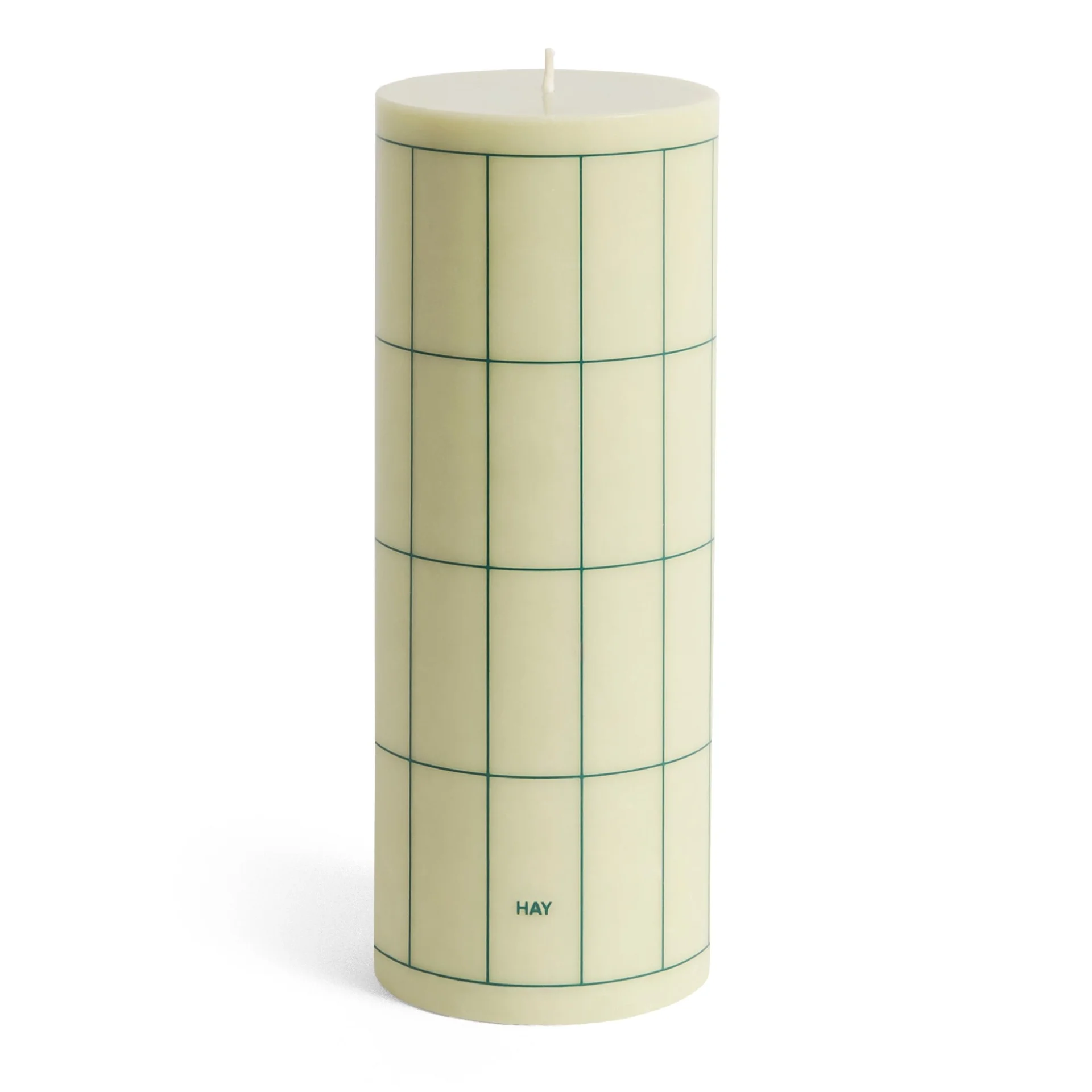 Column Candle Large Light green with dark green grid check