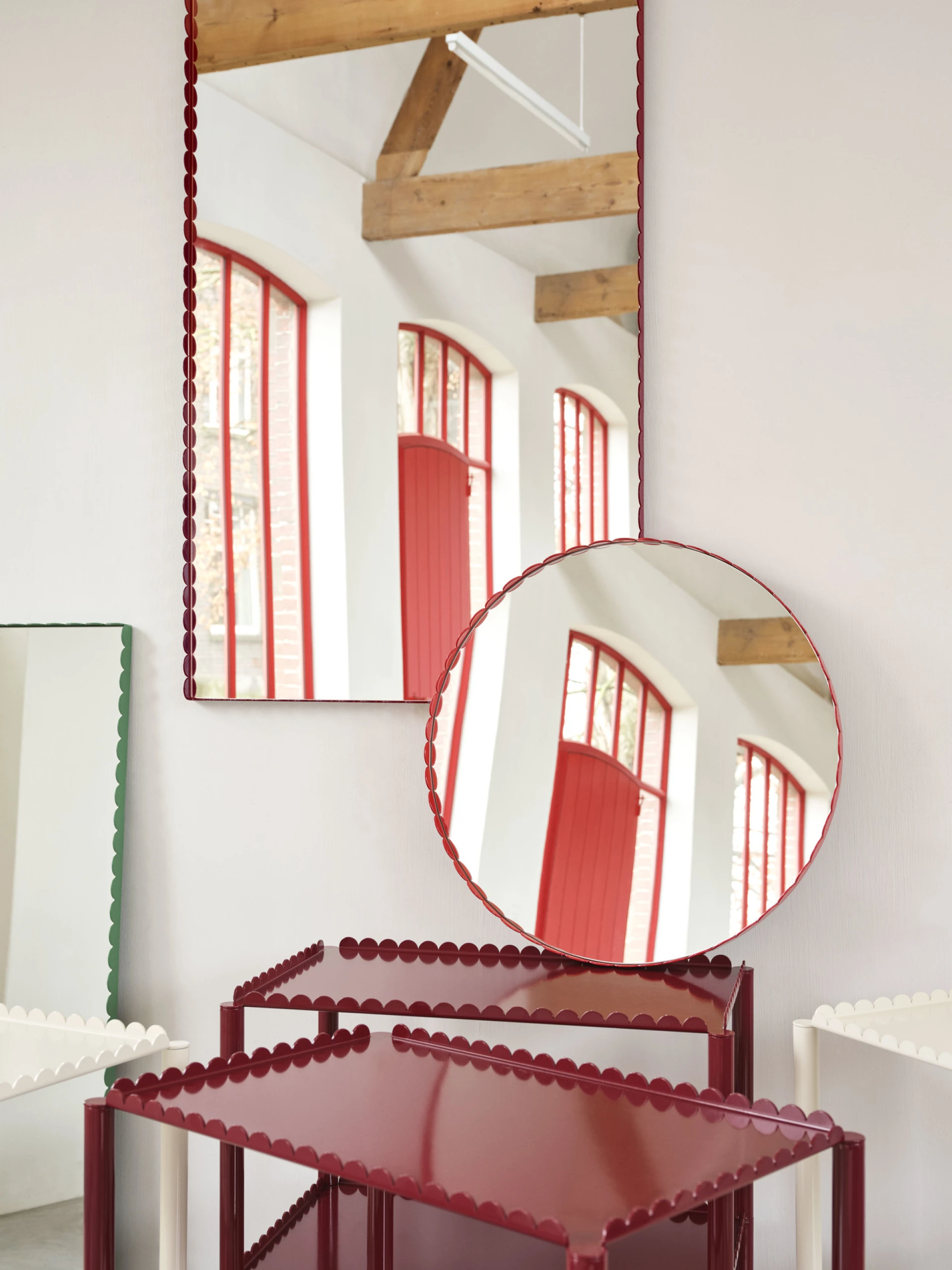 Arcs Mirror Rectangle L Burgundy