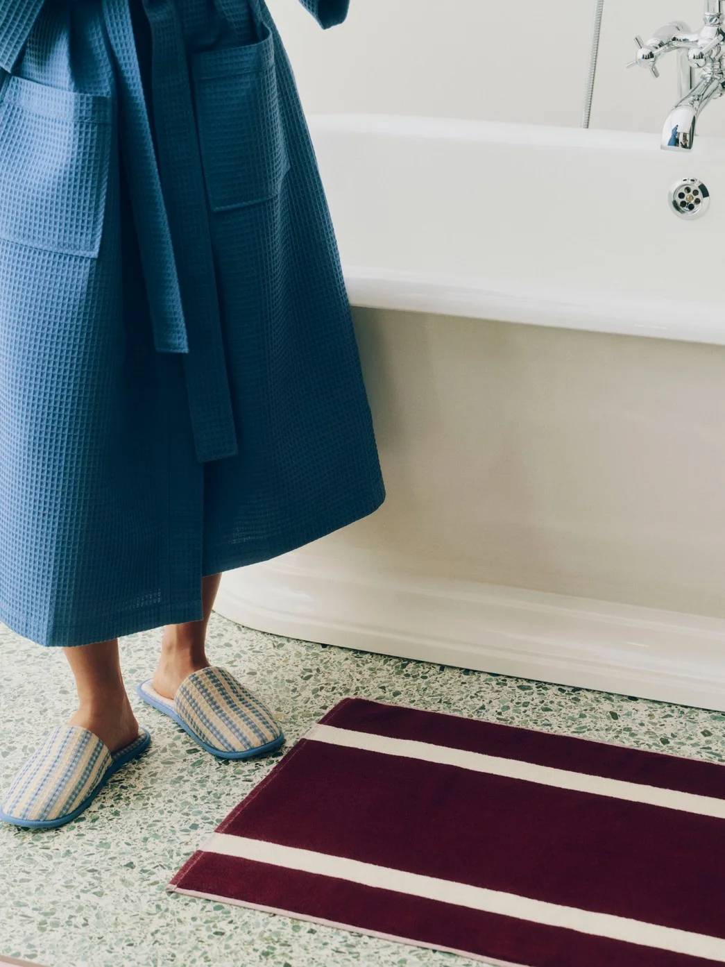 Stripe Bath Mat Burgundy
