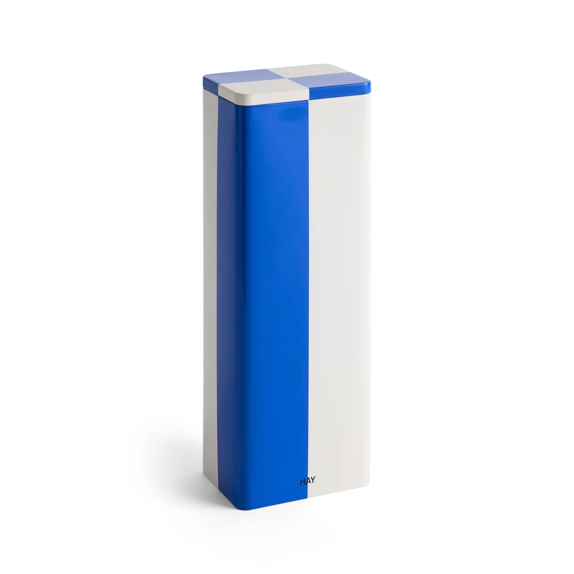 Tin Container Slim Blue and off-white