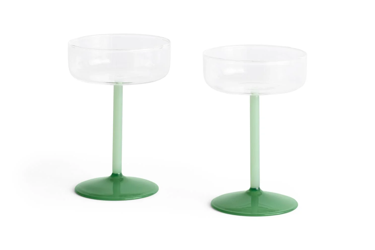 Tint Coupe Glass Set of 2 Clear, jade light green and jade dark green