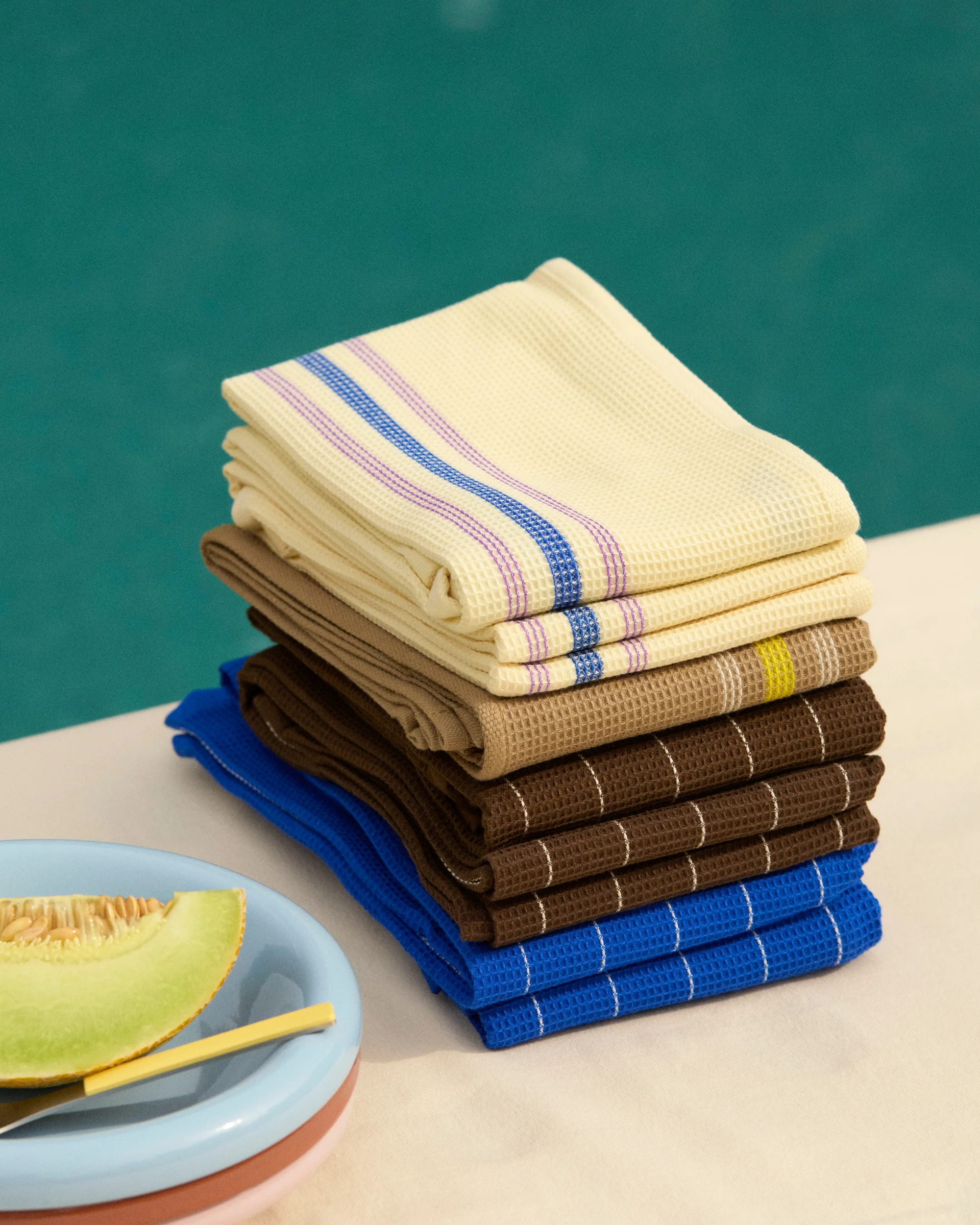 Canteen Tea Towel Cream and blue 