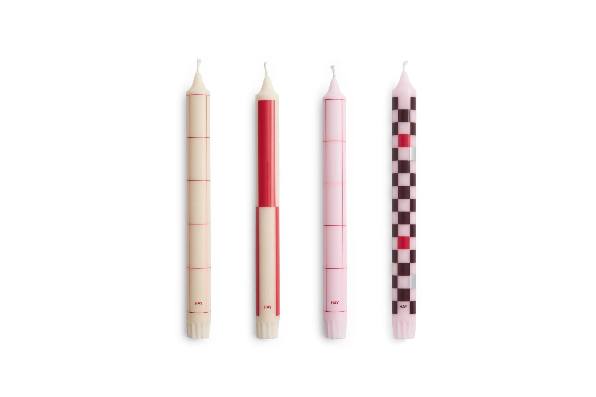 Pattern Candle Reds and bordeaux, Set of 4