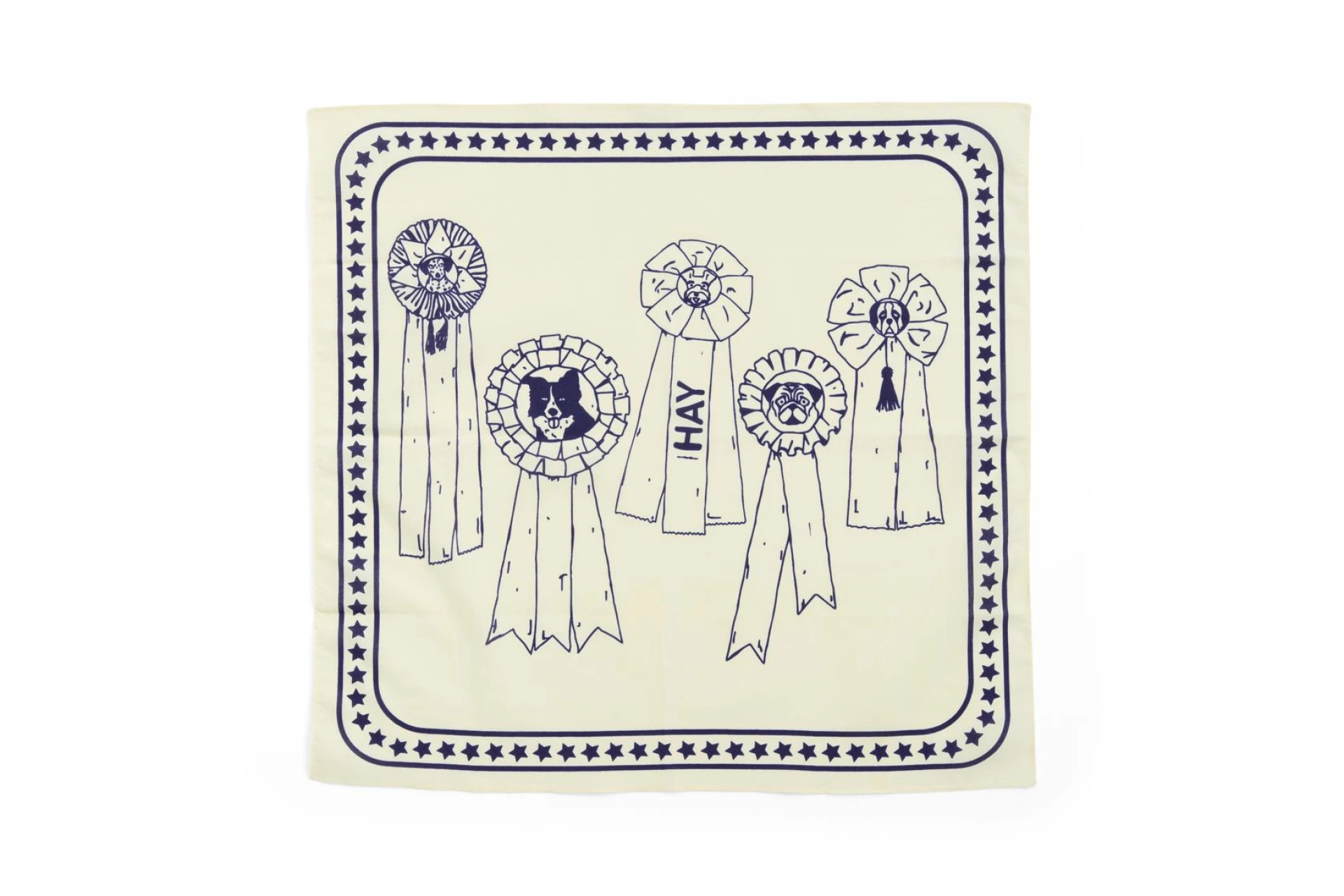 HAY Dogs Scarf (Recycled) 55 x 55 Off-white with blue