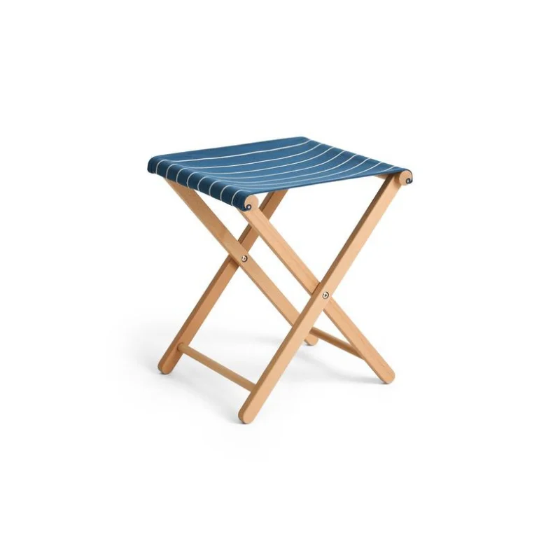 Outdoor Market Folding Stool Blue beige stripe