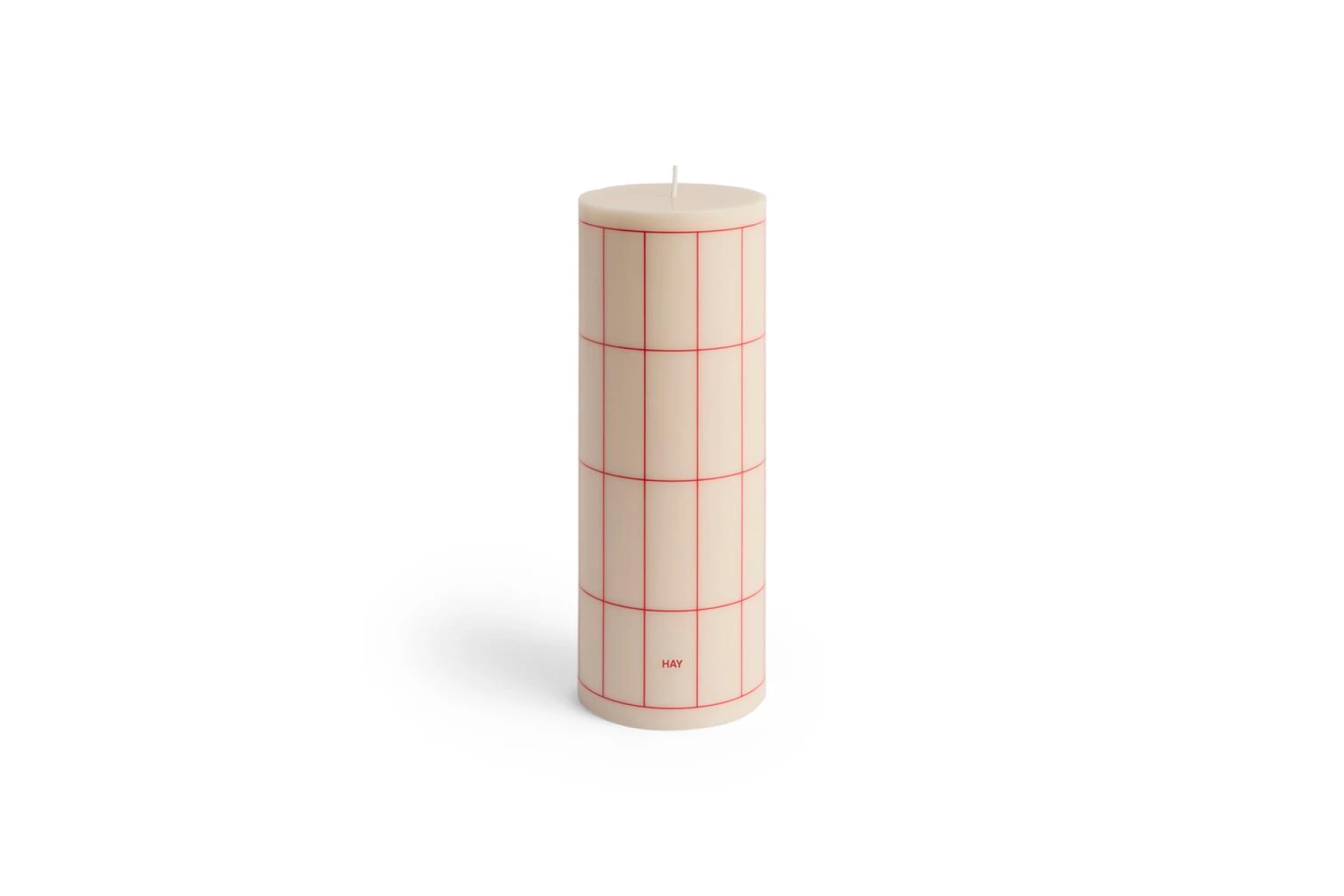 Column Candle Large Off-white with red grid check