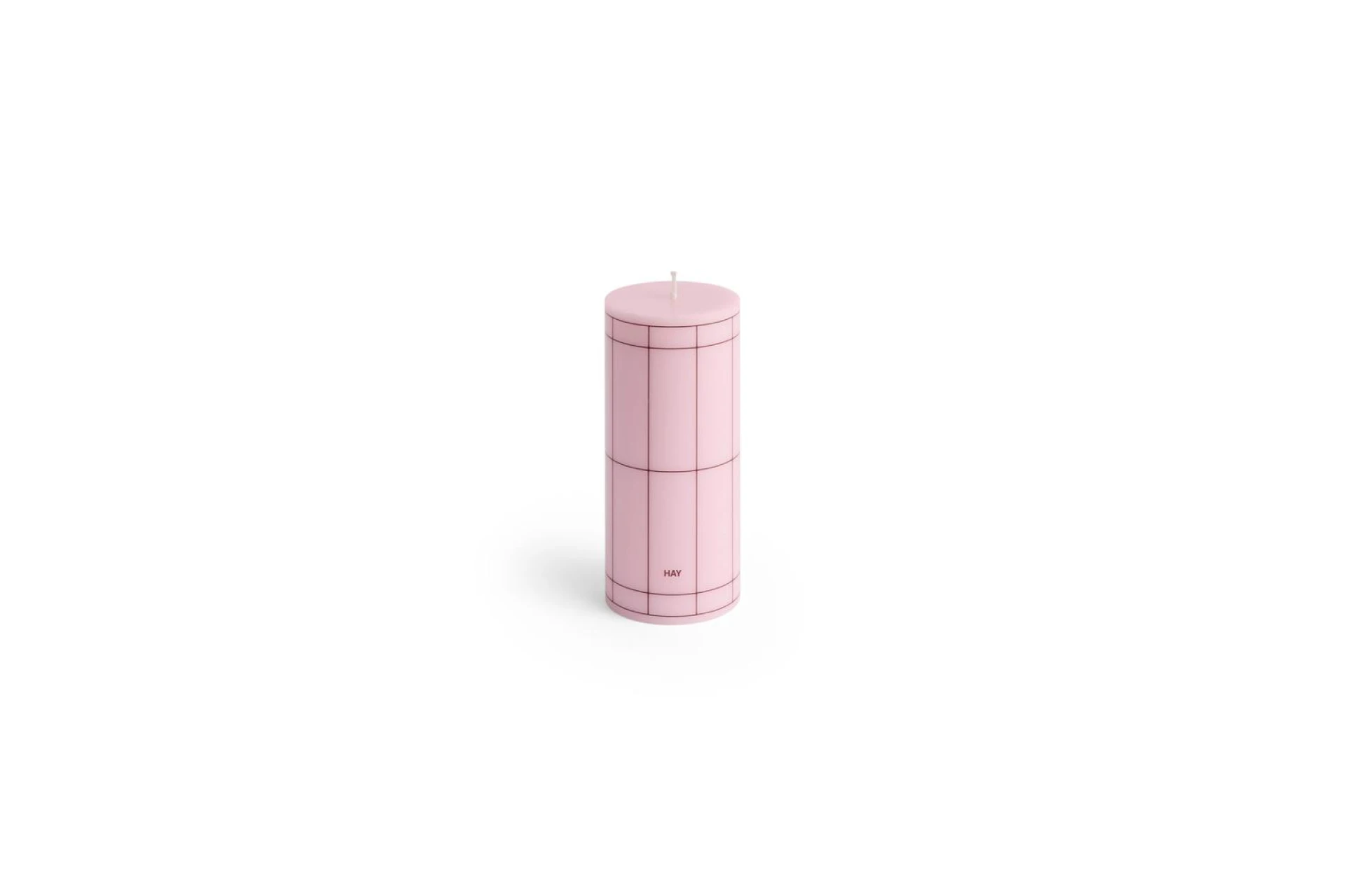 Column Candle Small Light pink with bordeaux grid