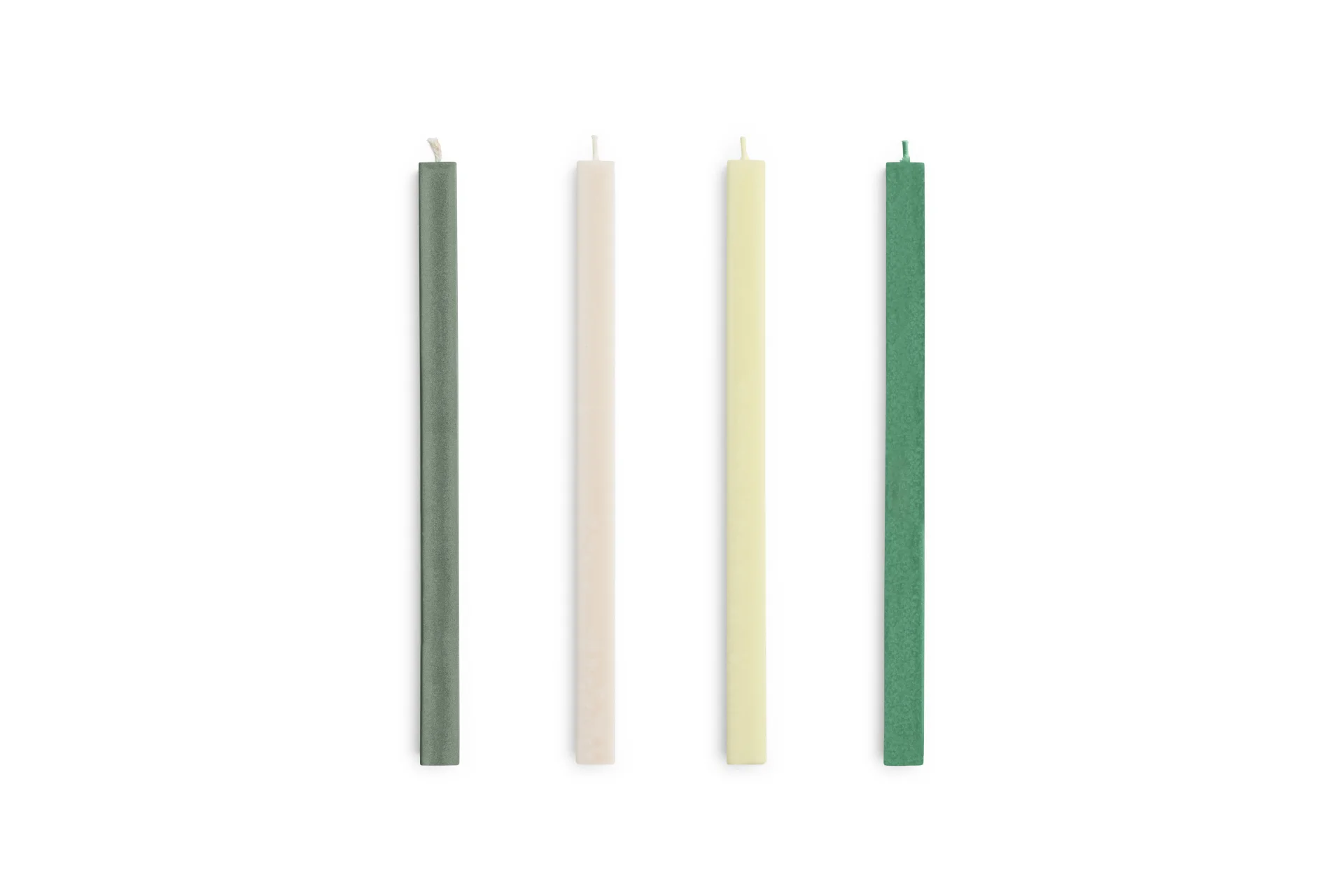 Square Candle Greens and whites, Set of 4