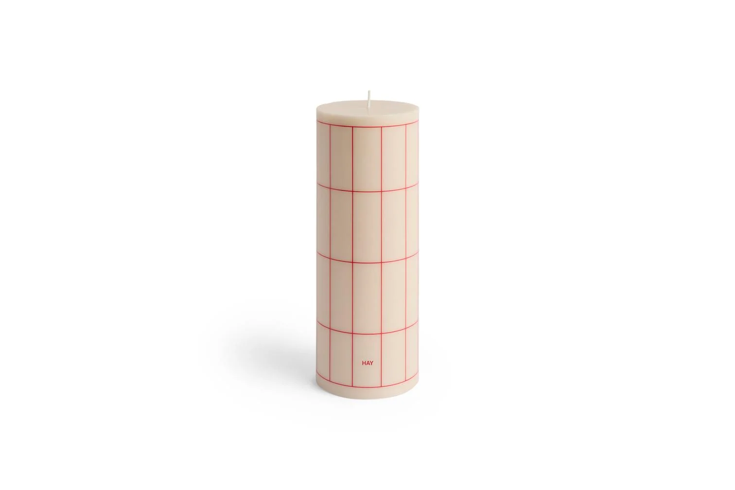 Column Candle Large Off-white with red grid check