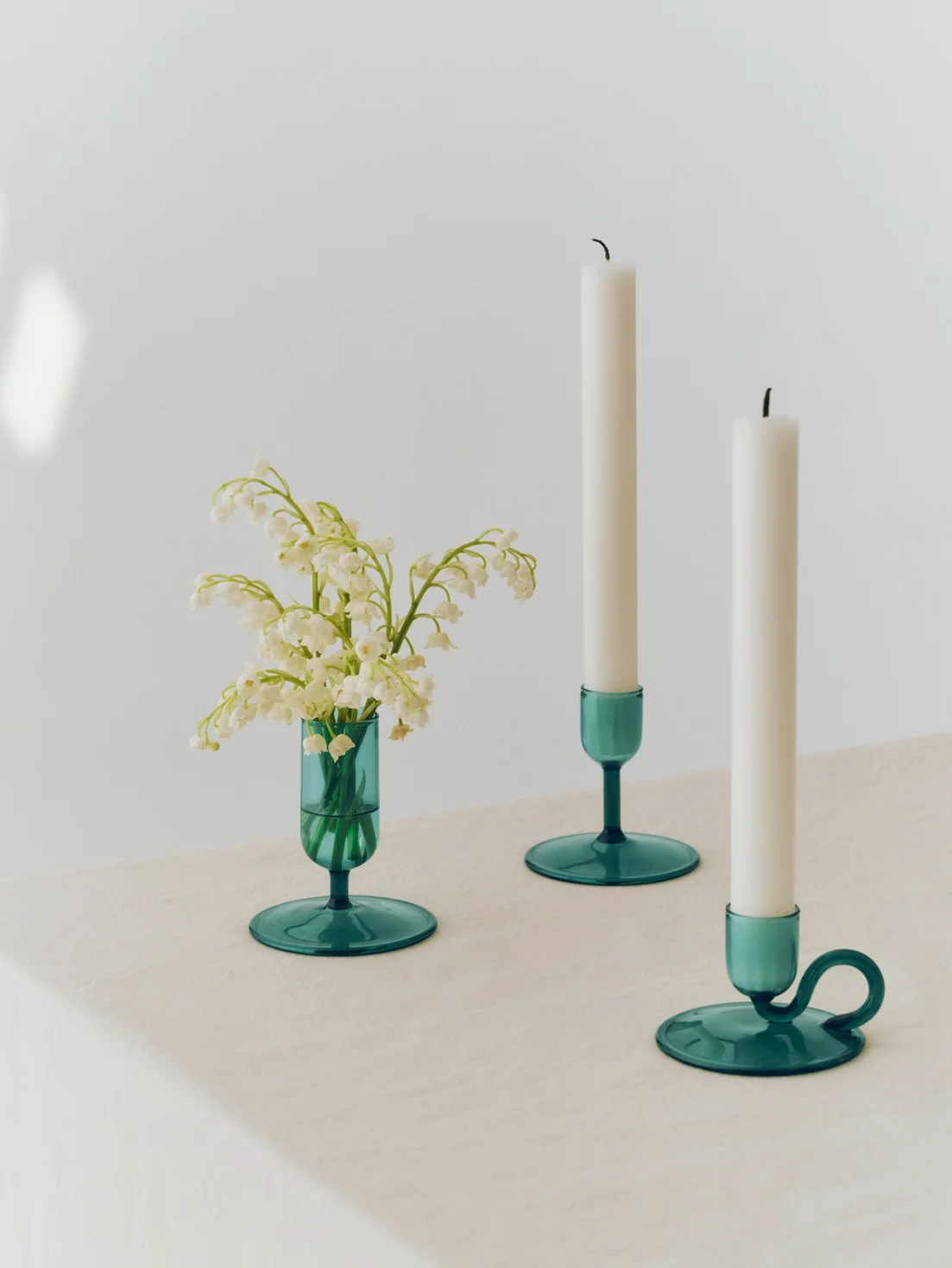 Tiny Candleholder Curved Aqua