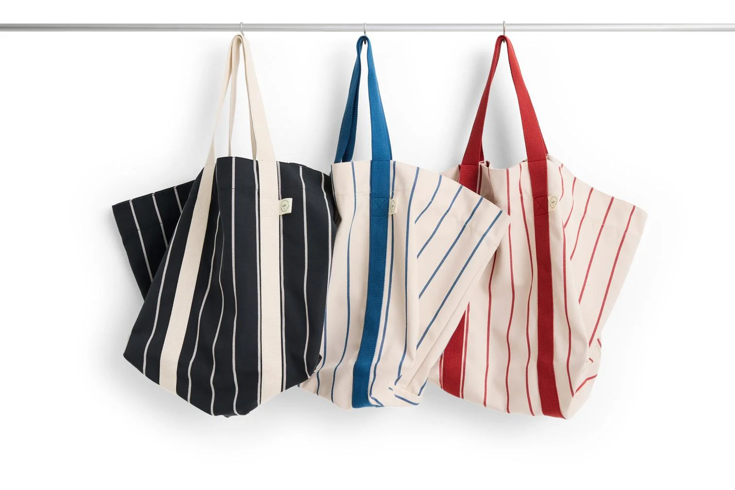 Outdoor Market Picnic Bag Medium Beige blue stripe