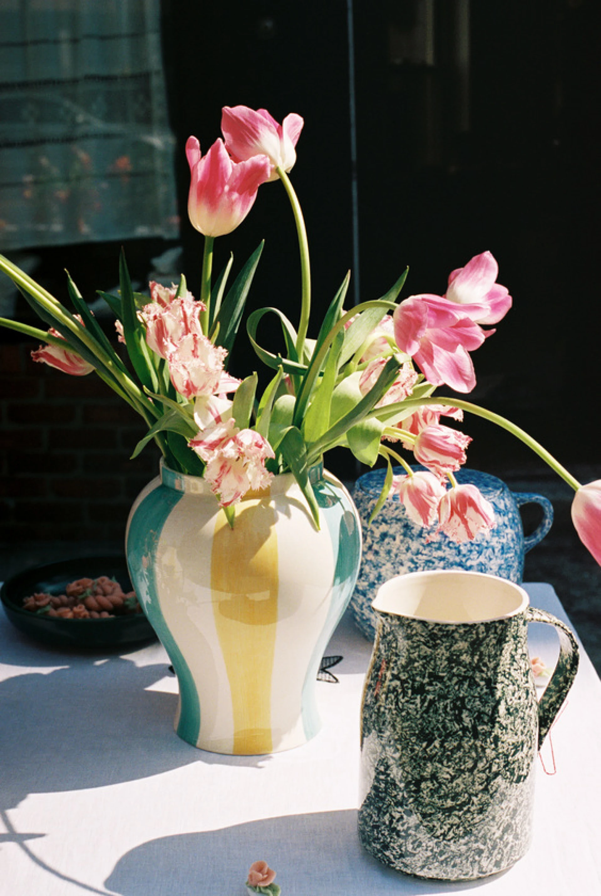Sobremesa Stripe Vase L Green and yellow Sobremesa Stripe Vase L Green and yellow
