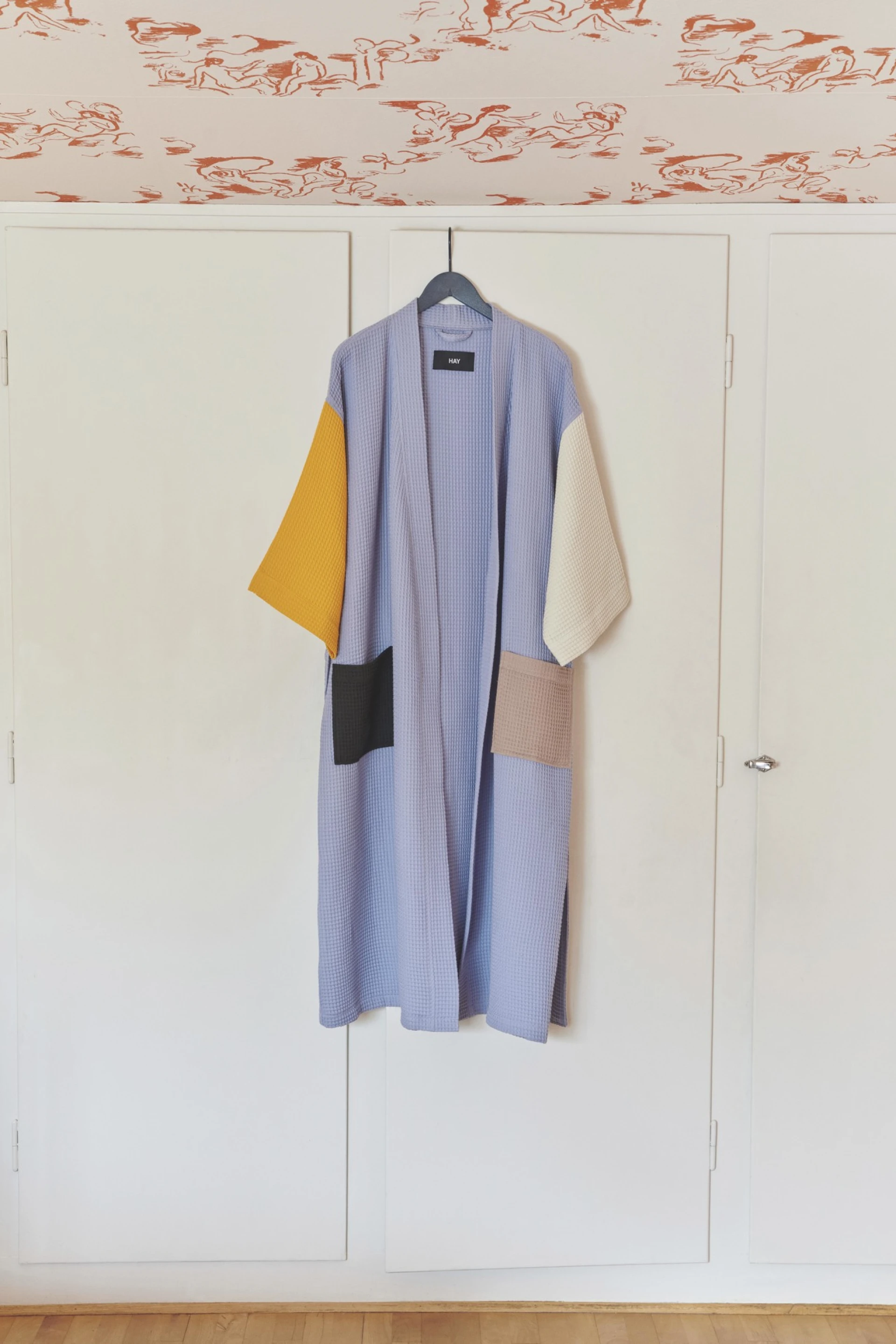 Waffle Bathrobe Dusty blue, multi