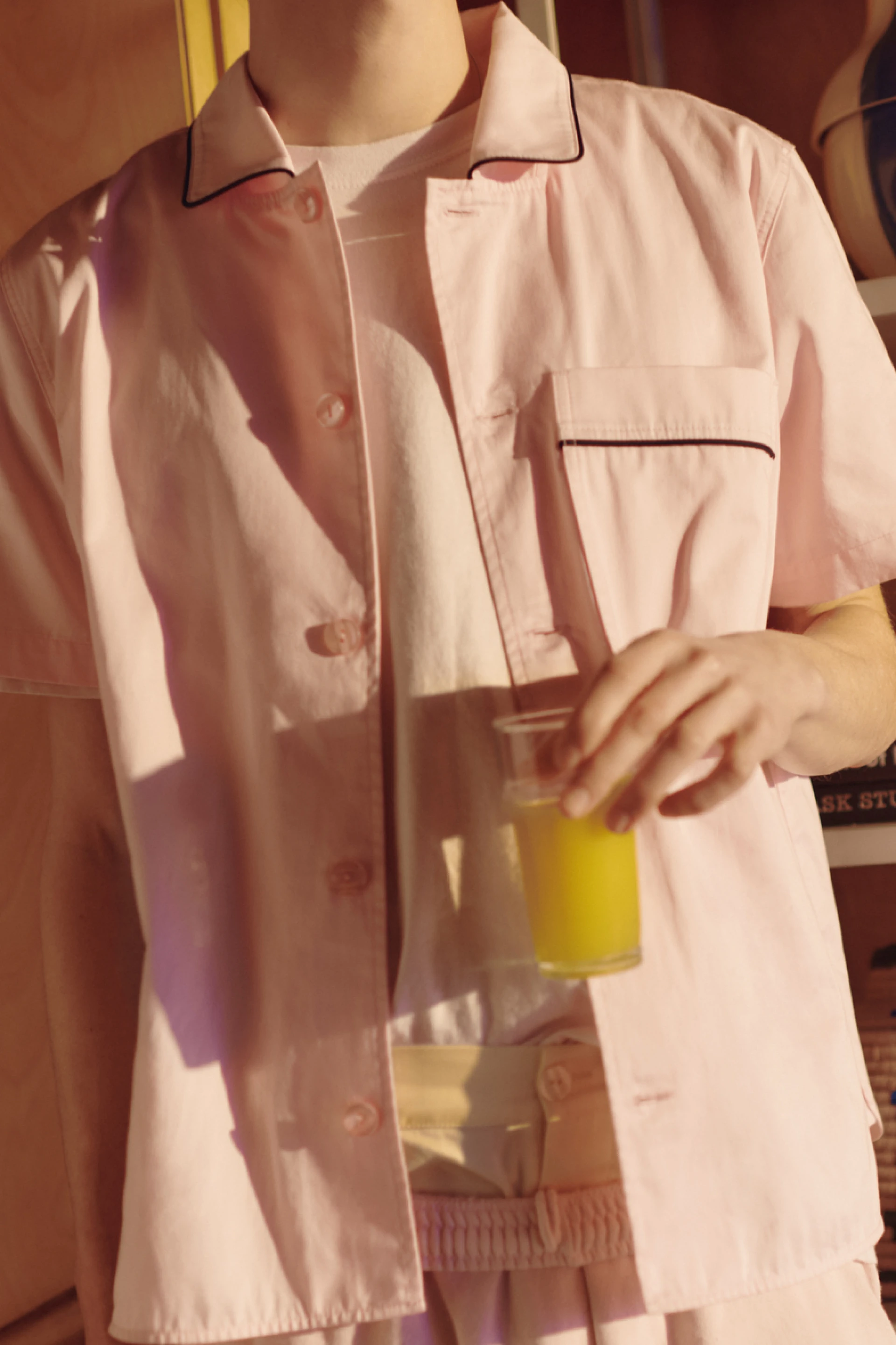 Outline Pyjama S/S Shirt M/L Soft pink