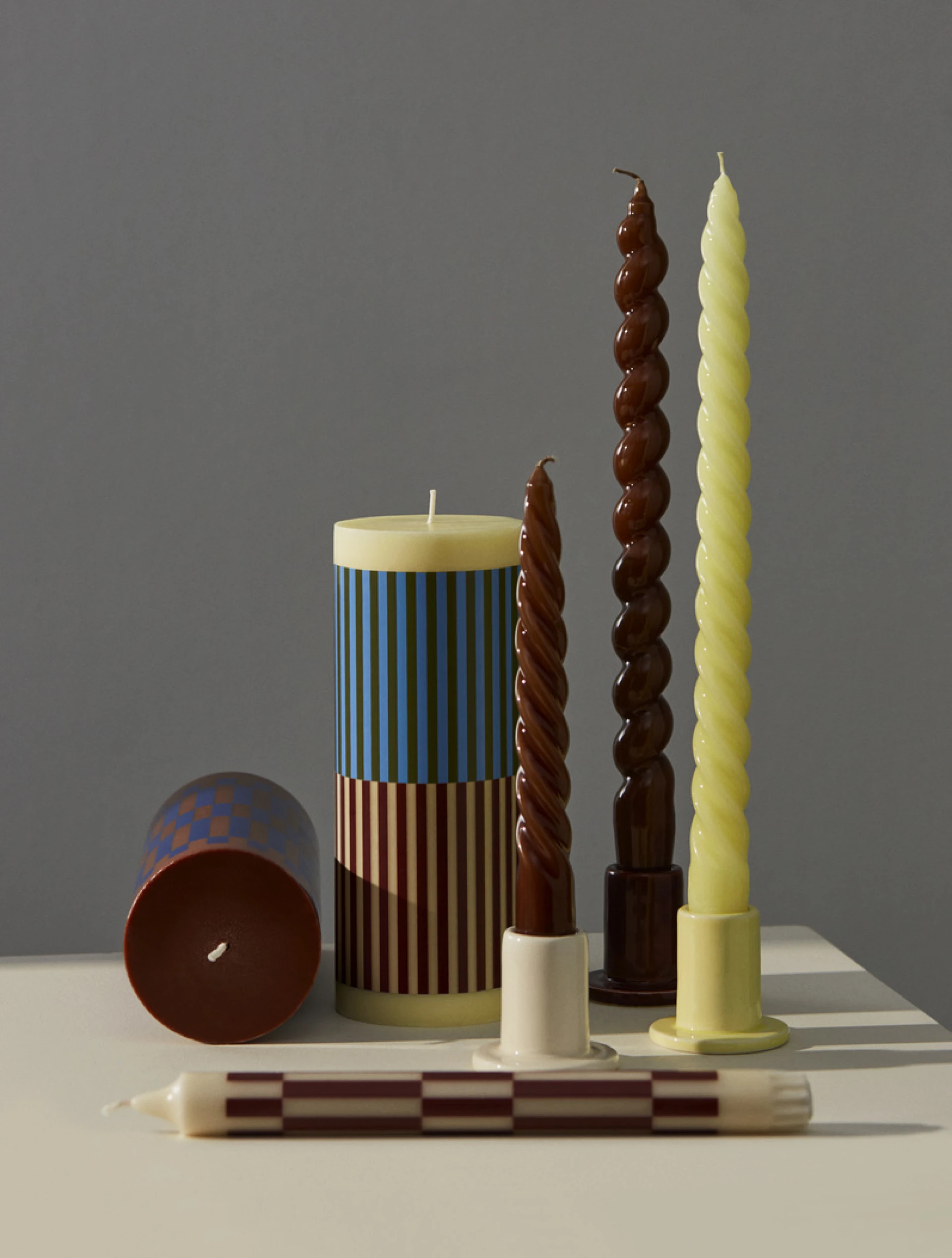 Column Candle Small Green and brown