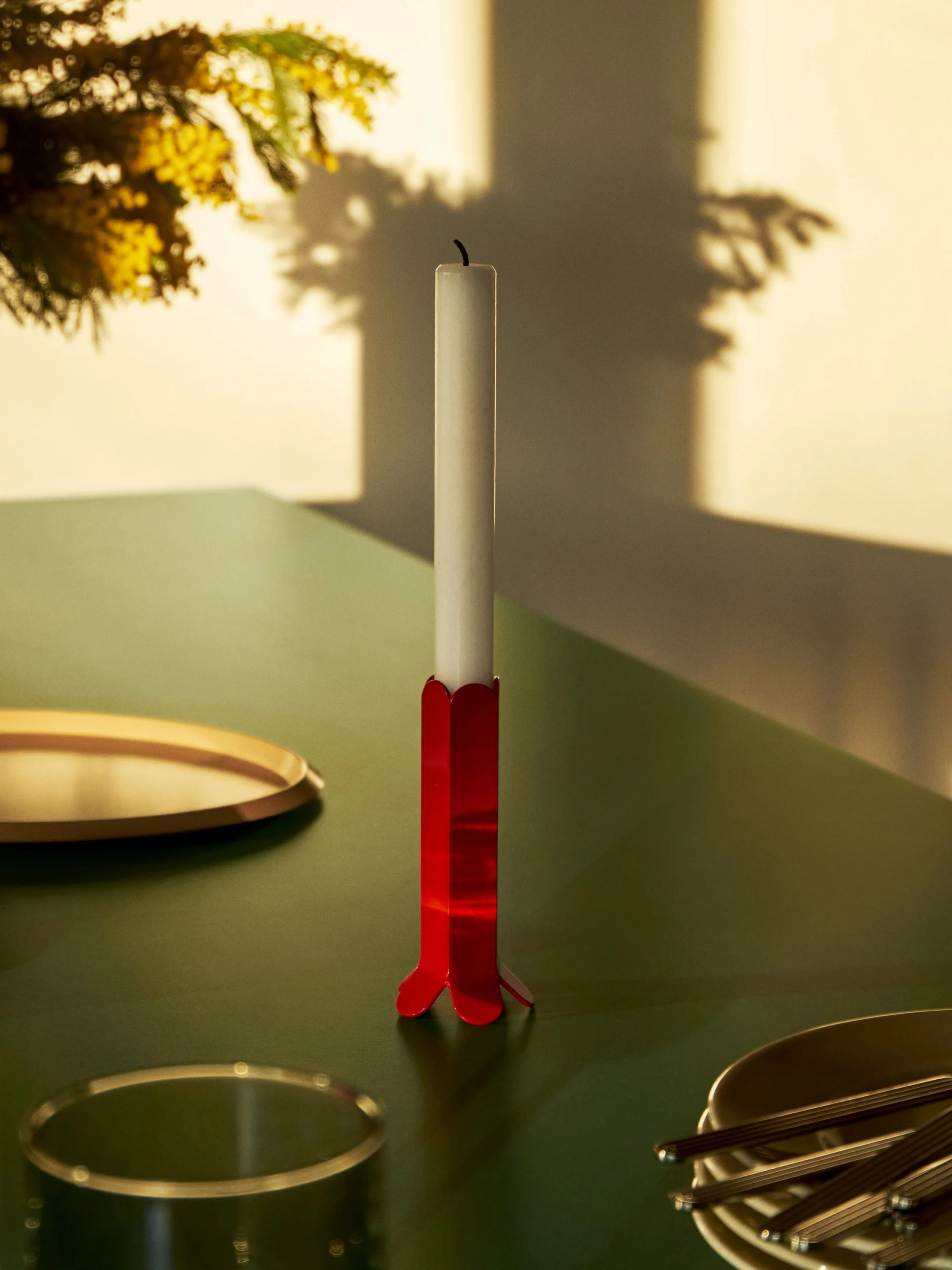 Arcs Candleholder L Red