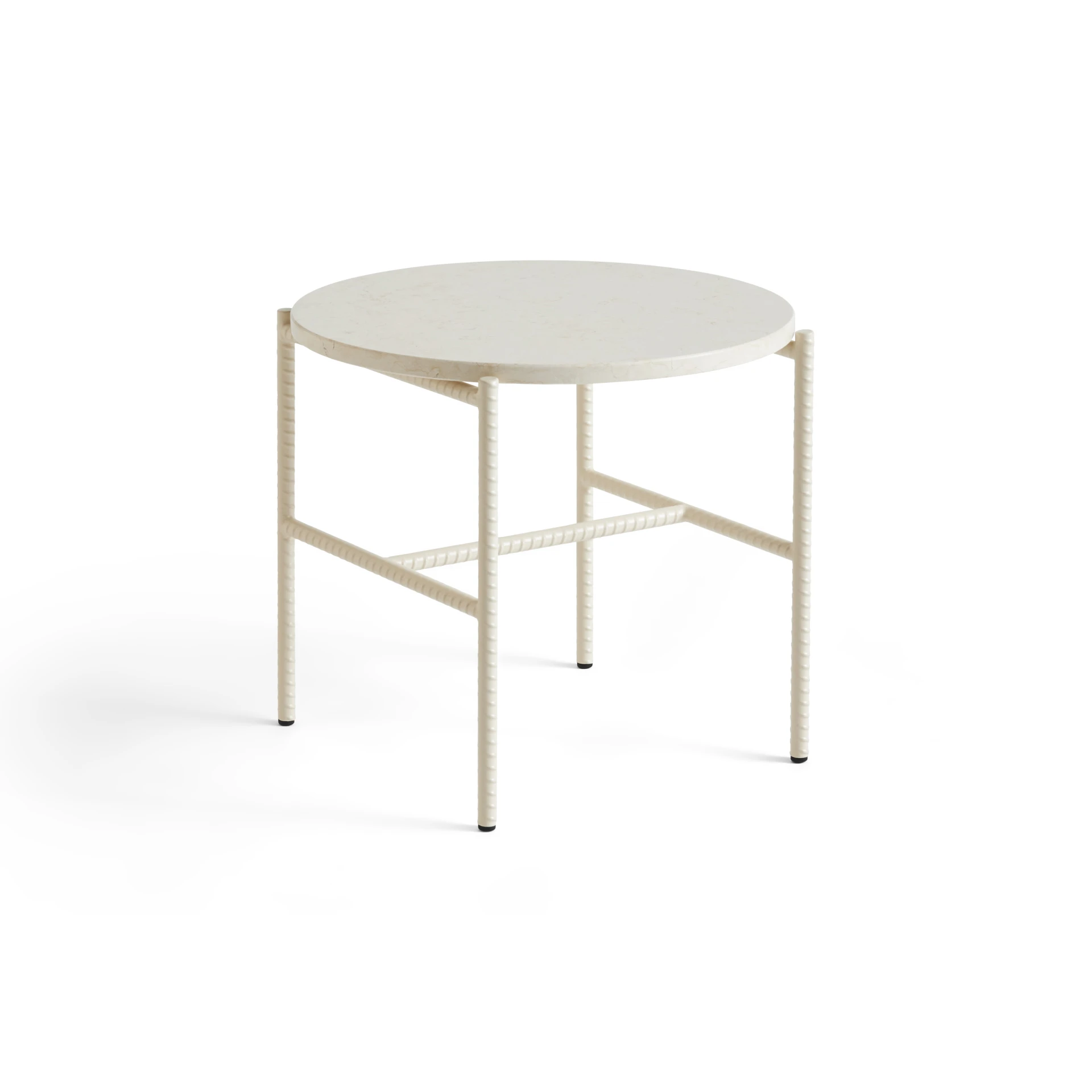 Rebar Round Side Table Alabaster powder coated steel frame with Marble tabletop