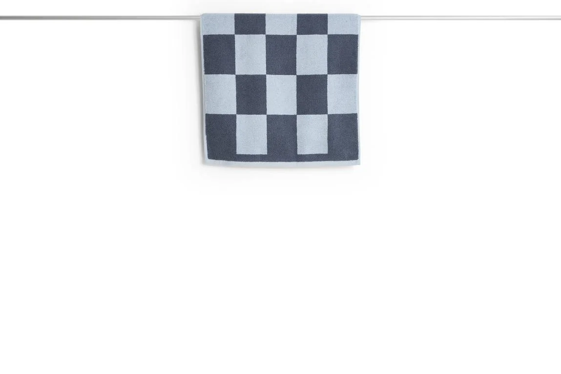 Check Bath Mat Steel blue