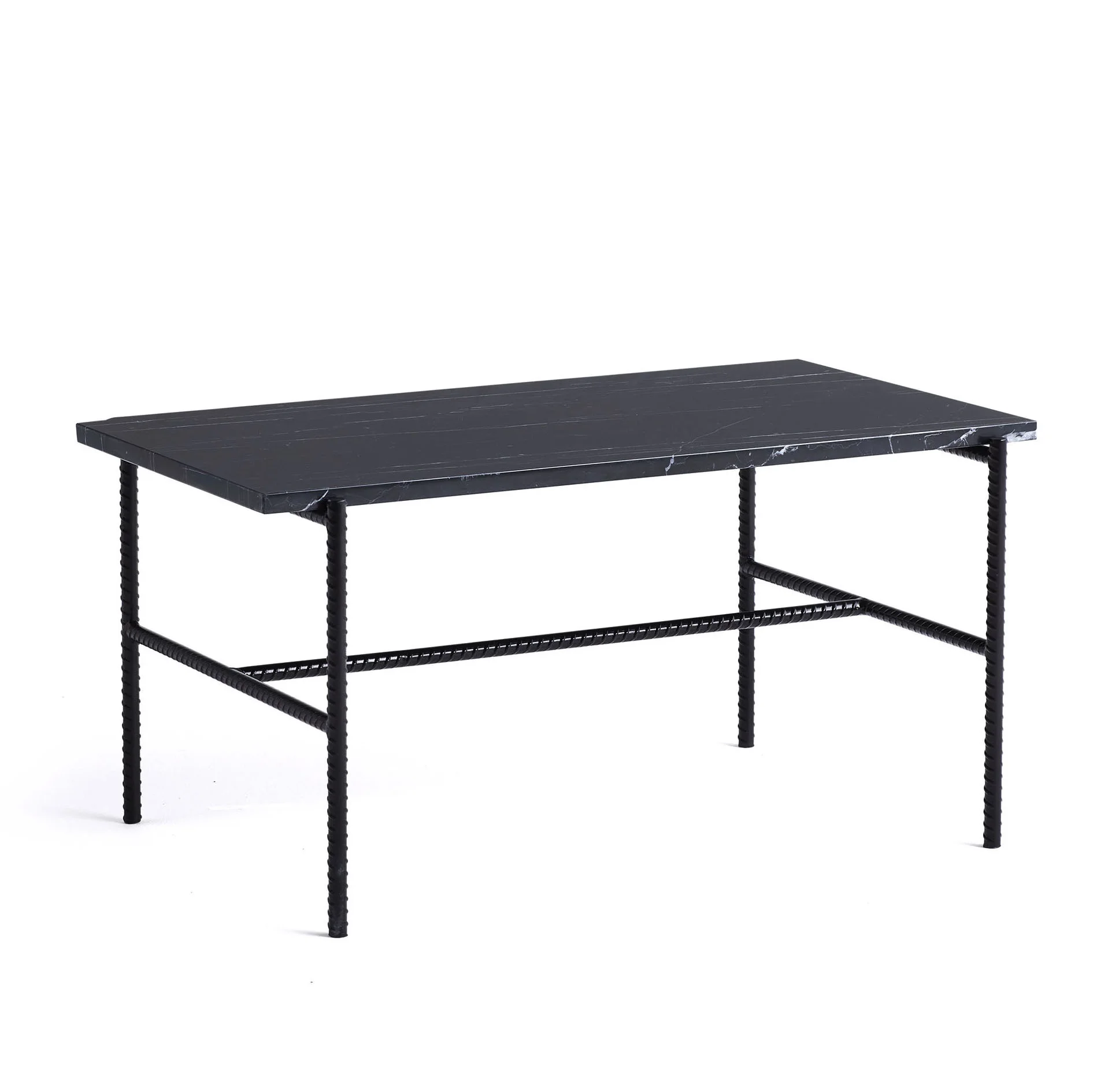 Rebar Rectangular Coffee Table Soft black frame with Marble tabletop L80 x W49 x H40.5 