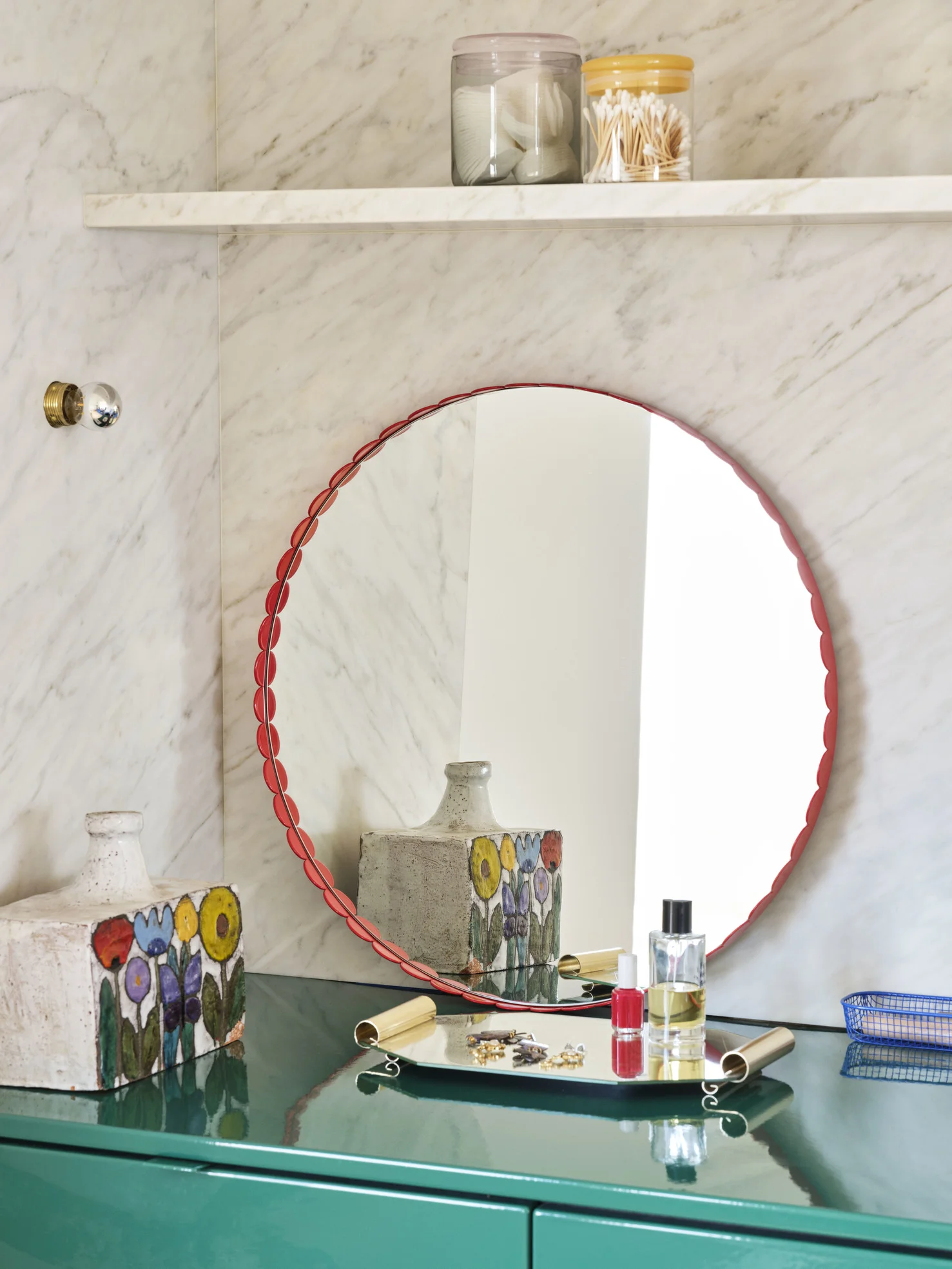 Arcs Mirror Round Red
