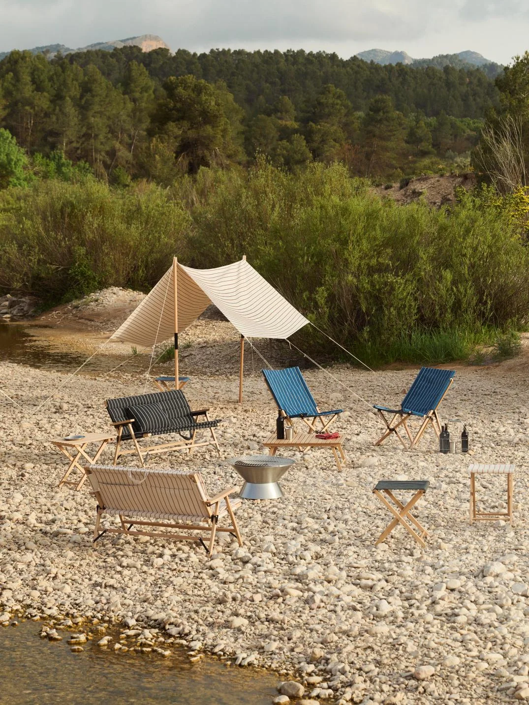 Outdoor Market Canopy Beige red stripe