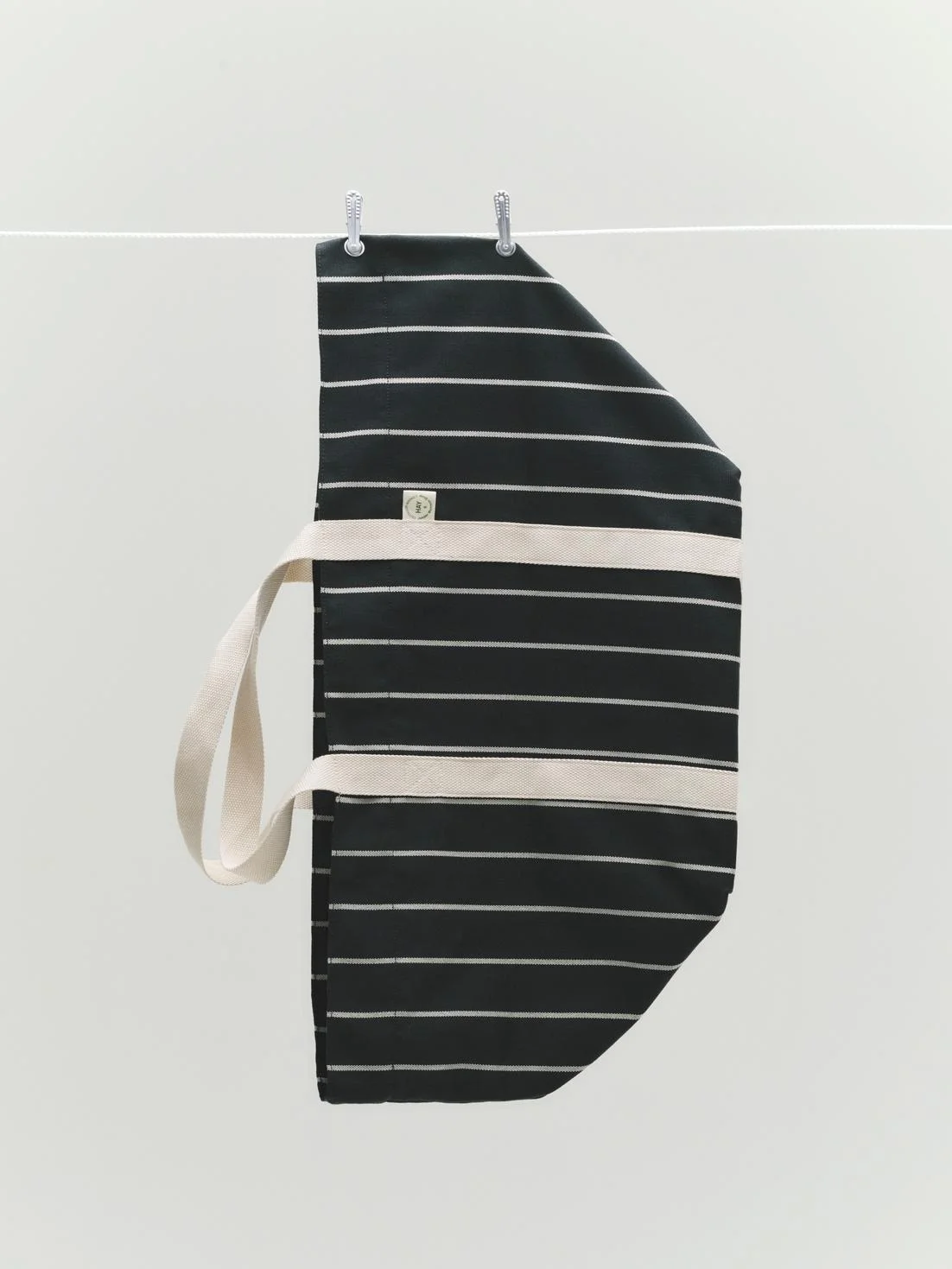 Outdoor Market Picnic Bag Medium Black beige stripe