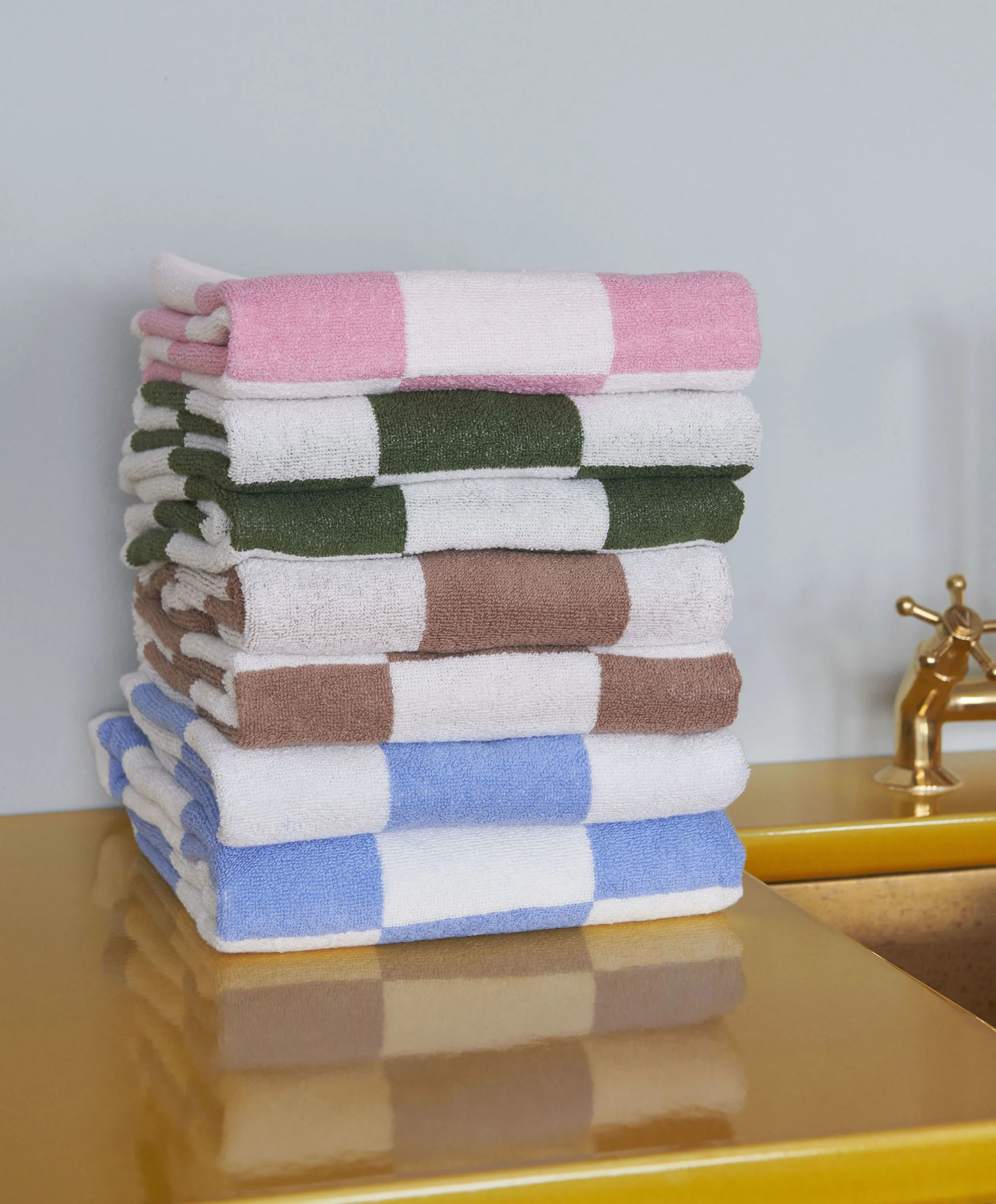 Check Hand Towel Matcha