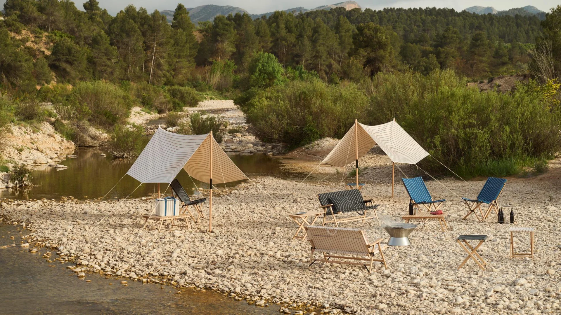 Outdoor Market Canopy Beige red stripe