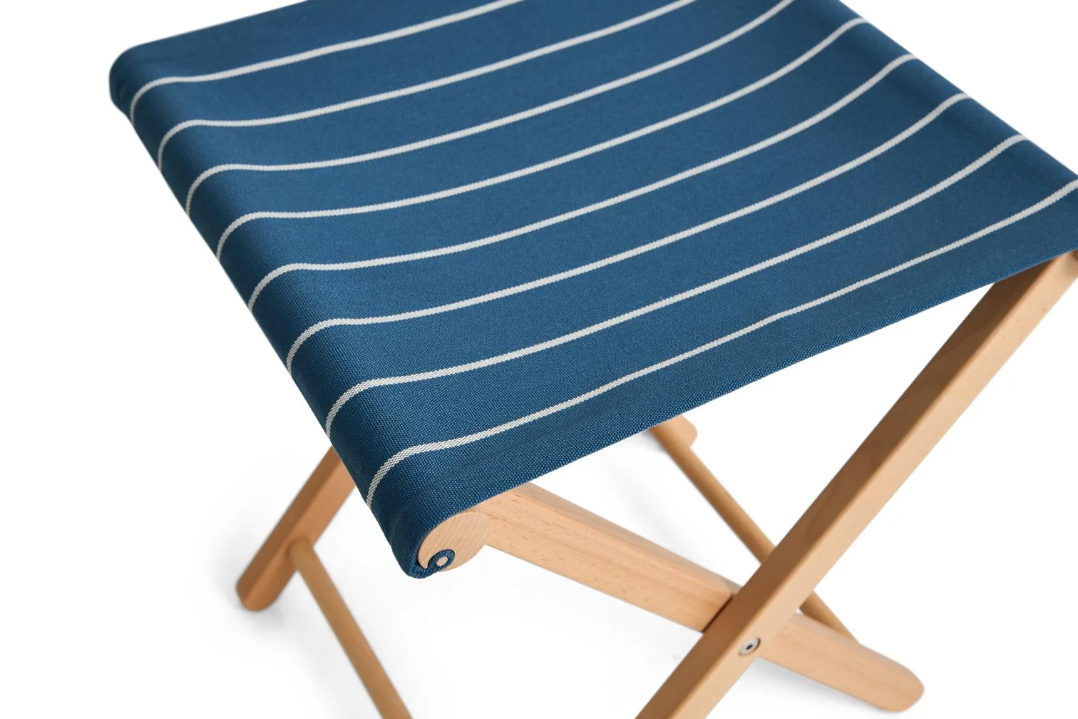 Outdoor Market Folding Stool Blue beige stripe