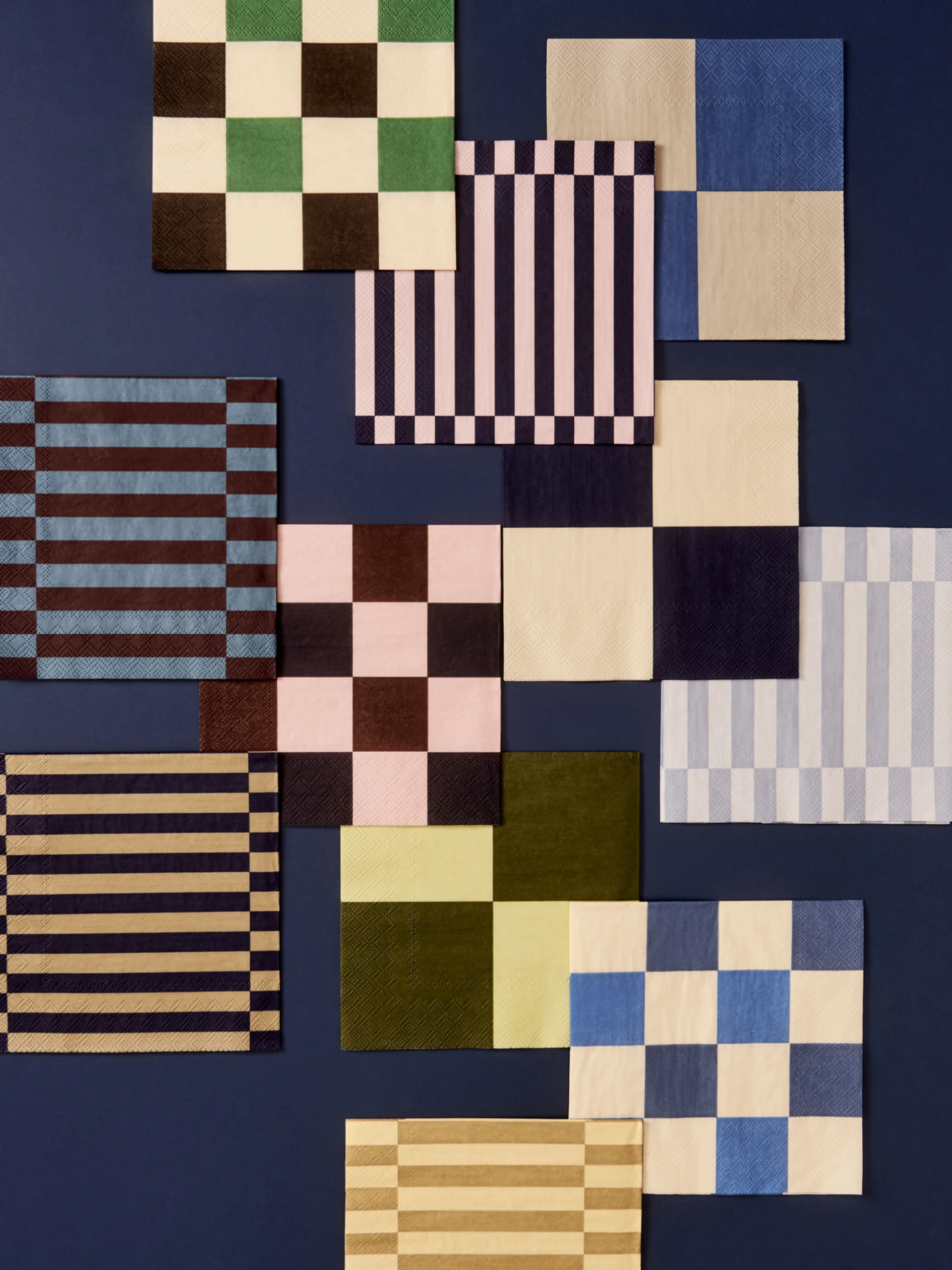 Pattern Napkins Set of 20 Lunch Off-white and blues M check