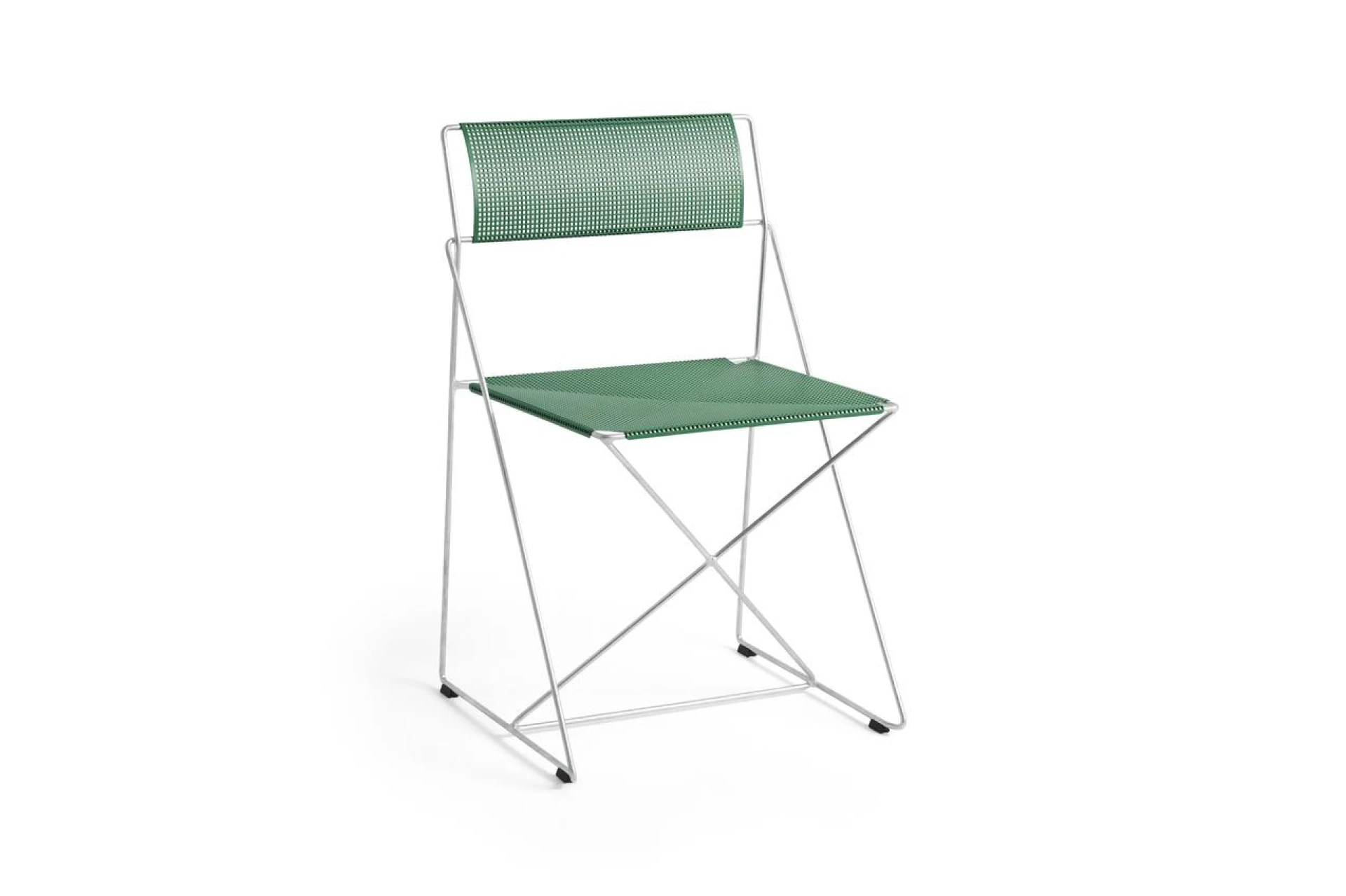 X-Line Chair Galvanised base - Leek green powder coated seat/back
