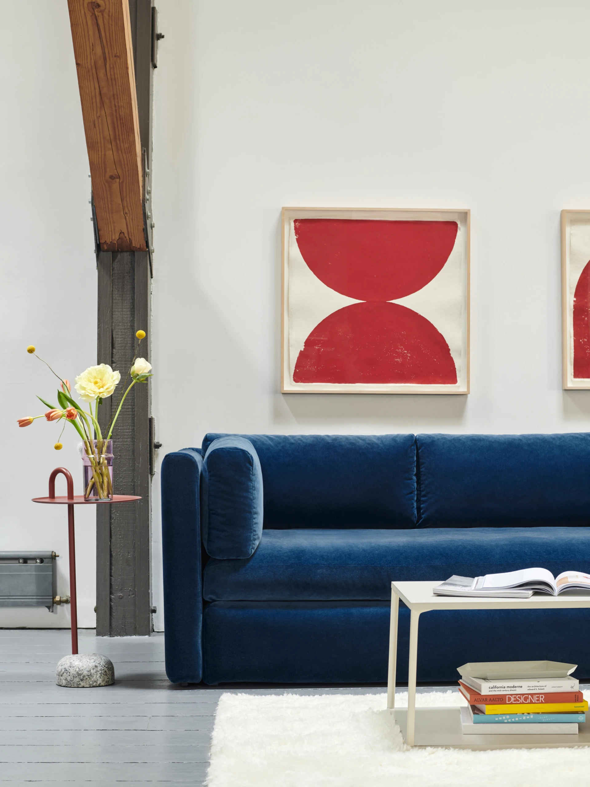 Bowler Side Table Tile red