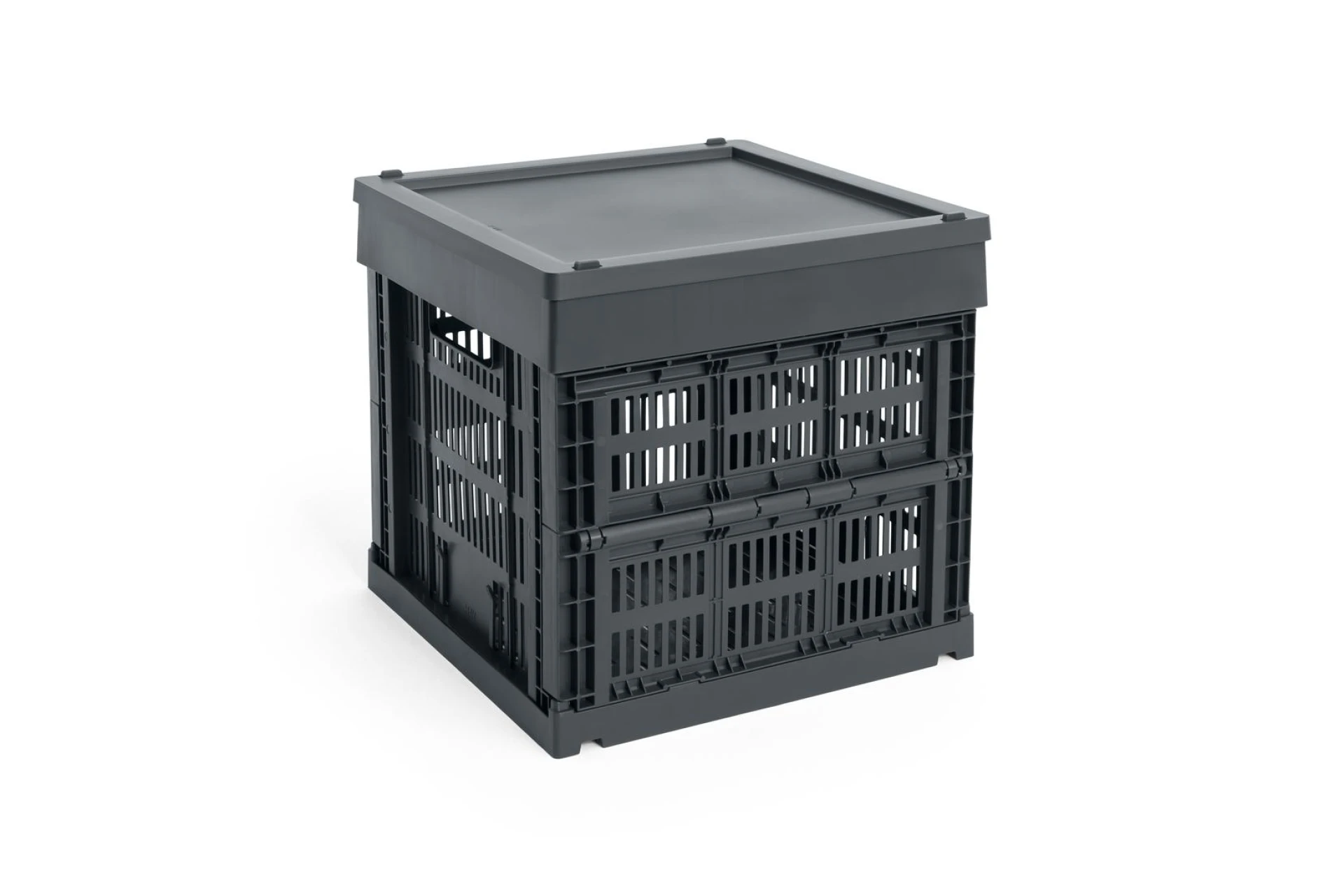 HAY Colour Crate Lid Plastic Medium Square/Cube Charcoal