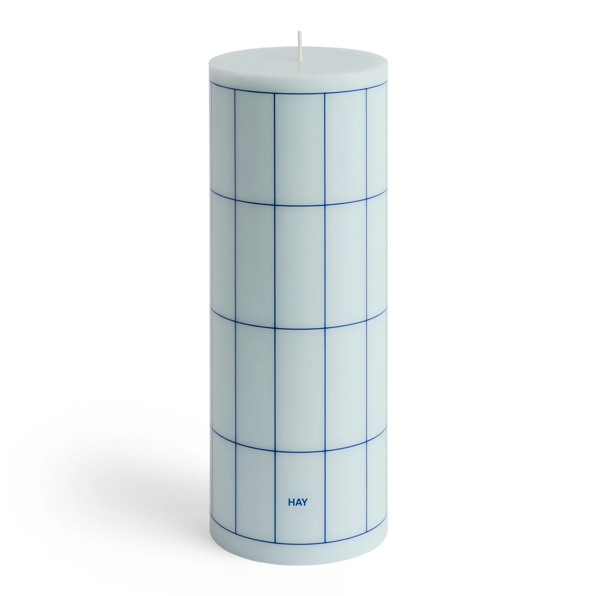 Column Candle Large Light blue with blue grid check