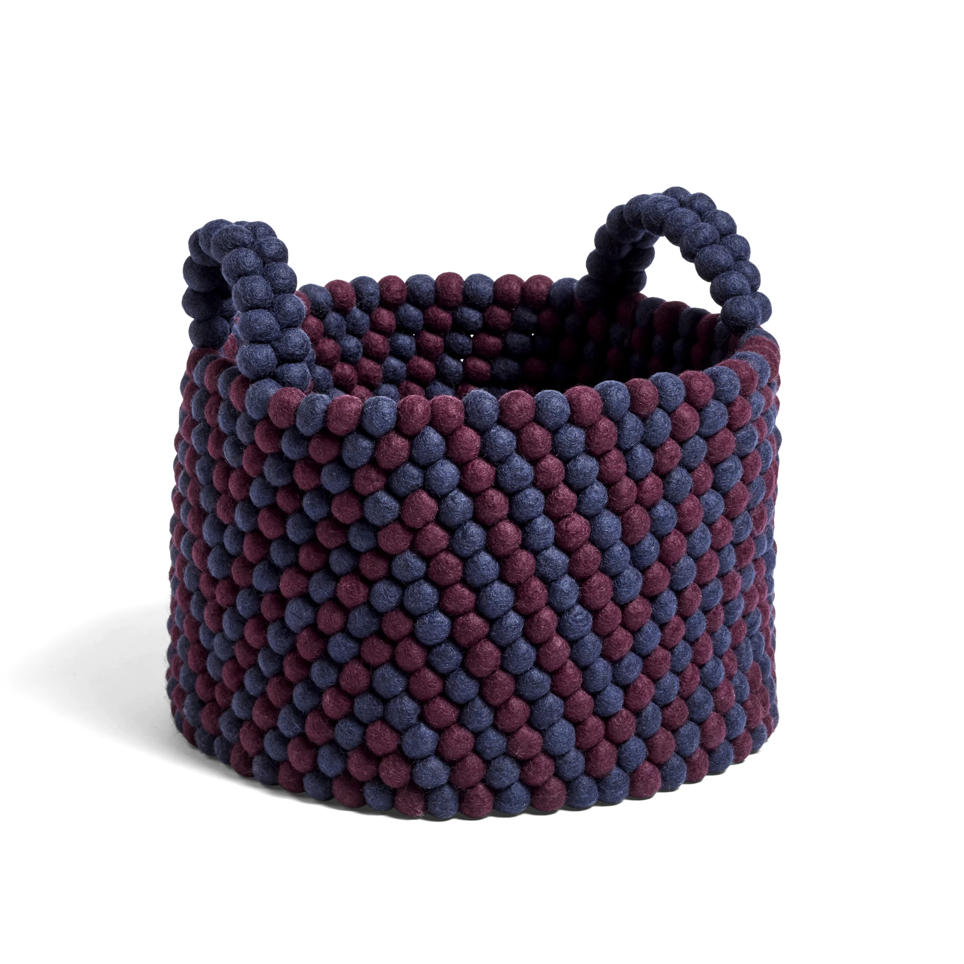 Bead Basket with Handle Burgundy chevron