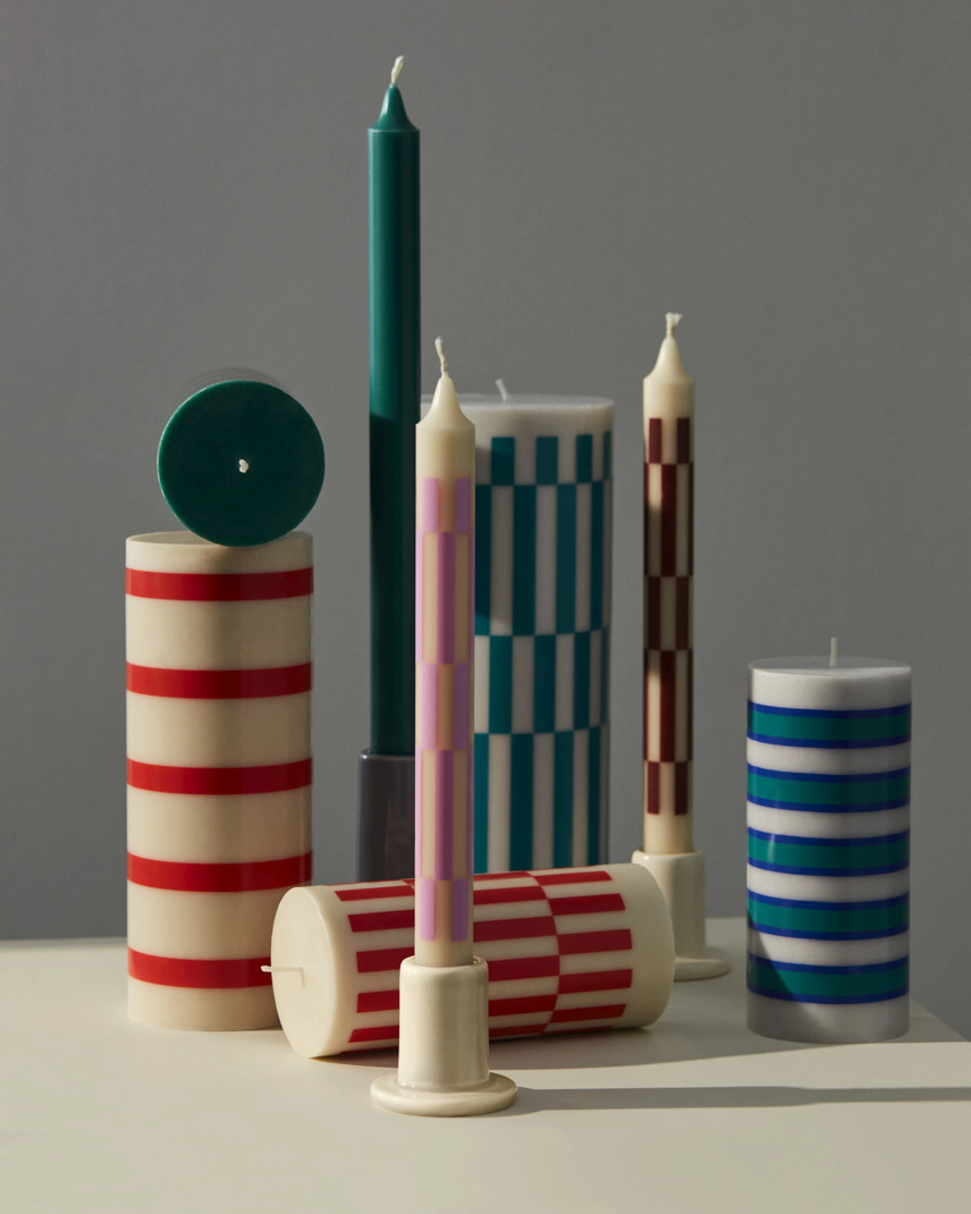 Column Candle Small Green and brown