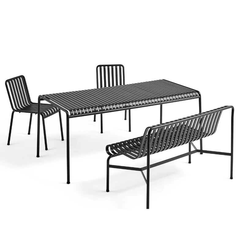 Palissade Table 170 with 2 Chairs and Dining Bench without Armrest