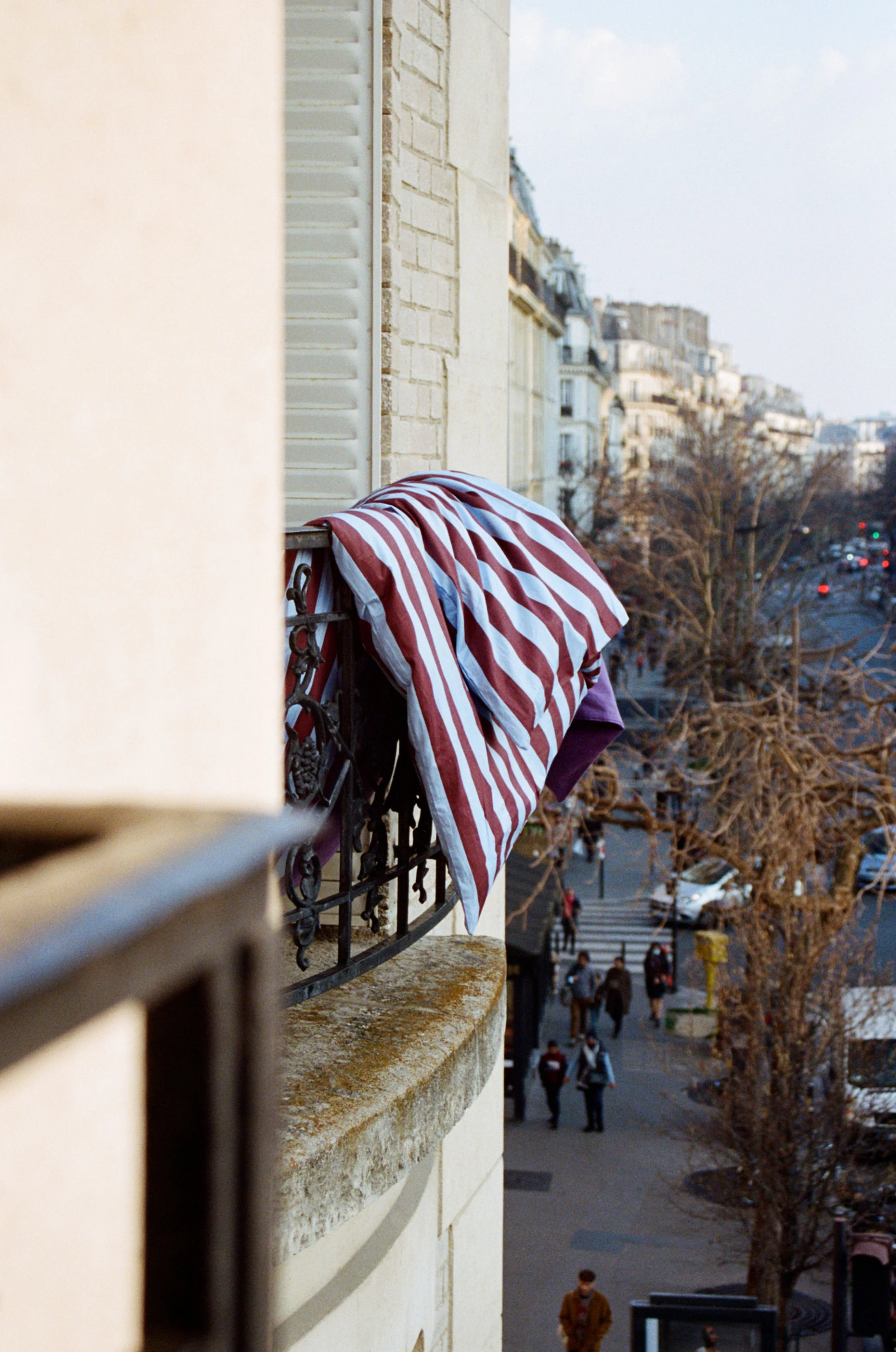 Été duvet cover 140 x 200 bordeaux and sky blue