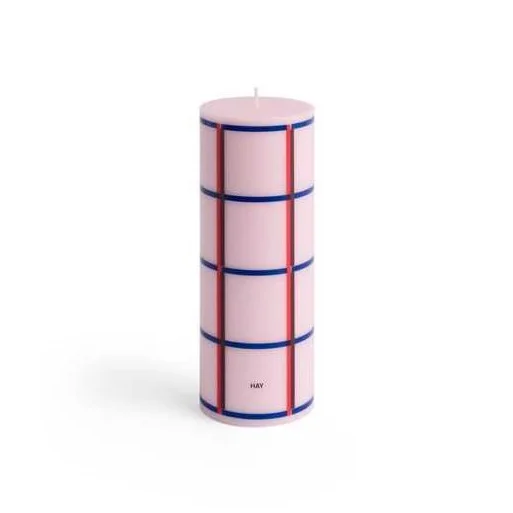 Column Candle Medium Light pink, red, bordeaux and dark blue