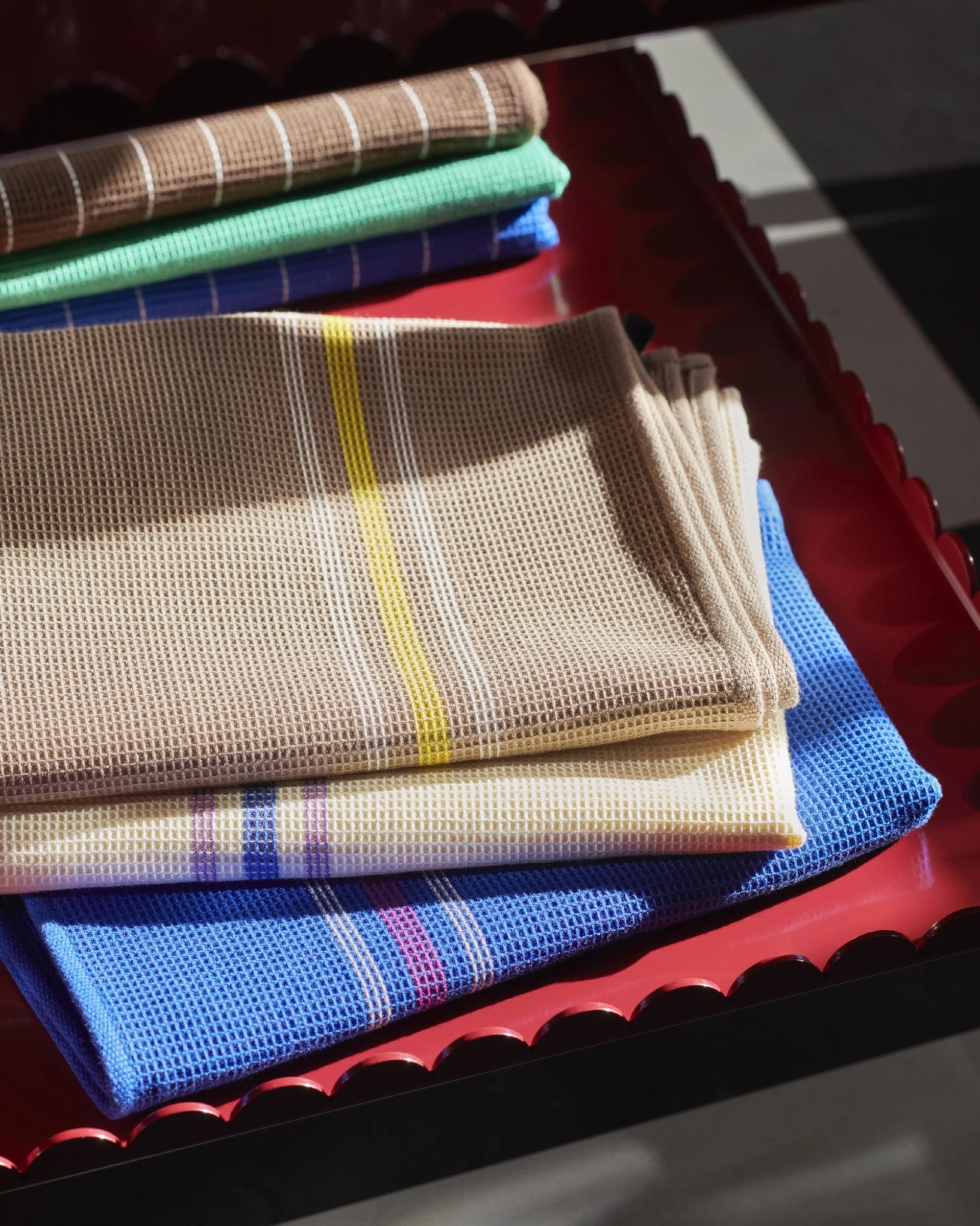 Canteen Tea Towel Blue and fuchsia 