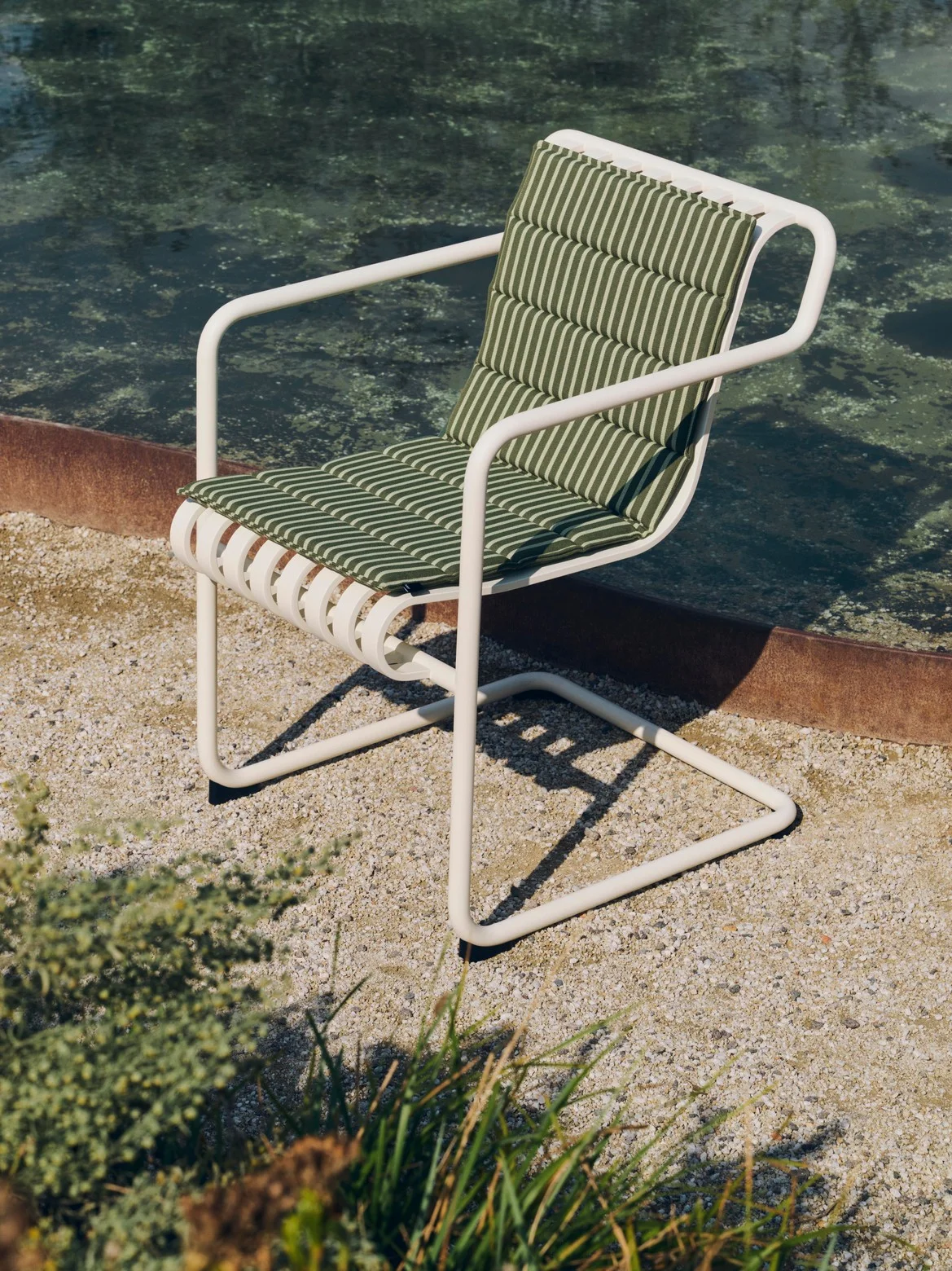 Terrazza Folding Seat Cushion 82 x 40 Olive bold stripe