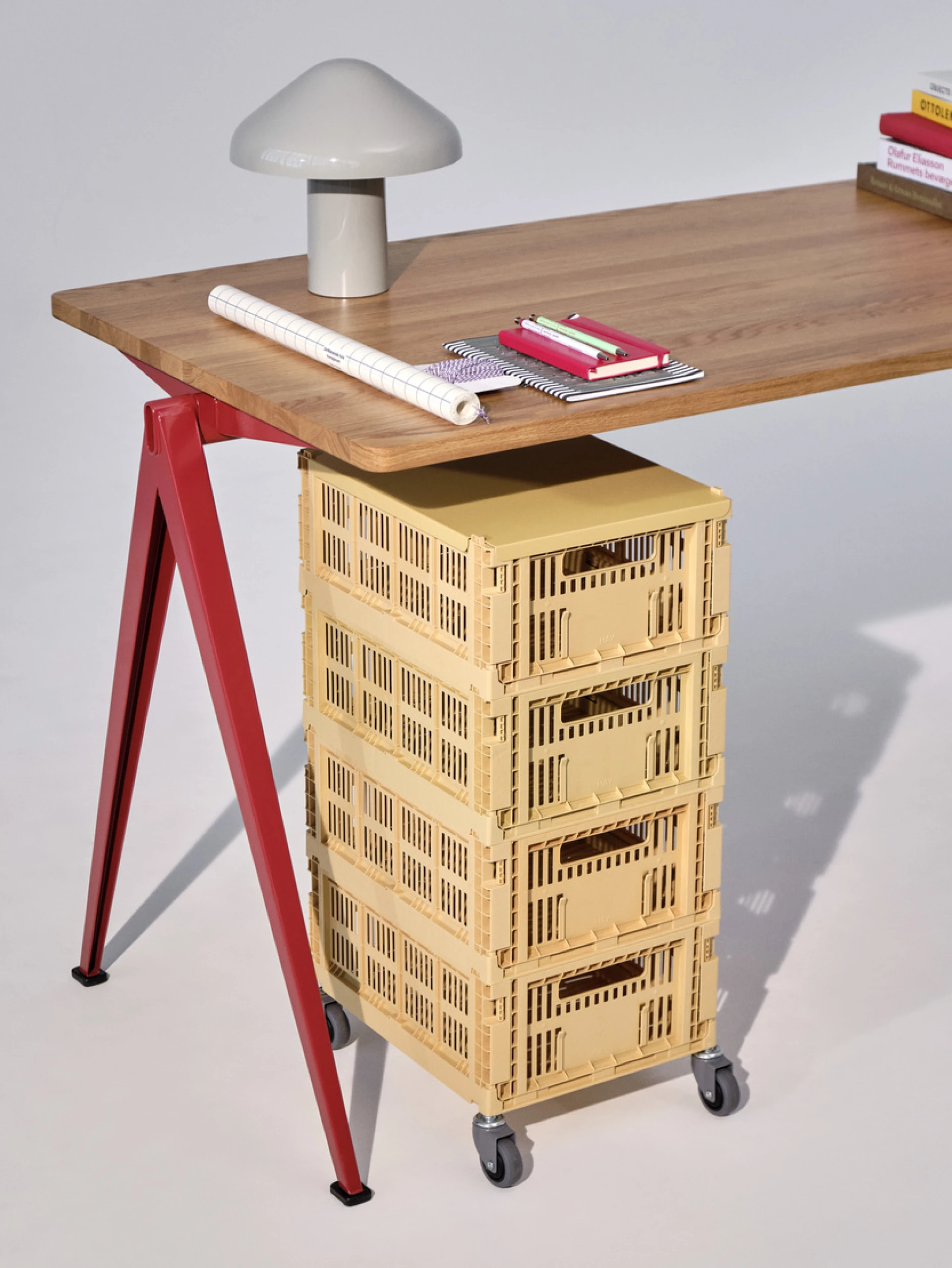 HAY Colour Crate Lid Metal Medium Golden yellow