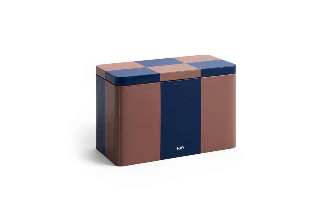 Tin Container Medium Brown and midnight blue