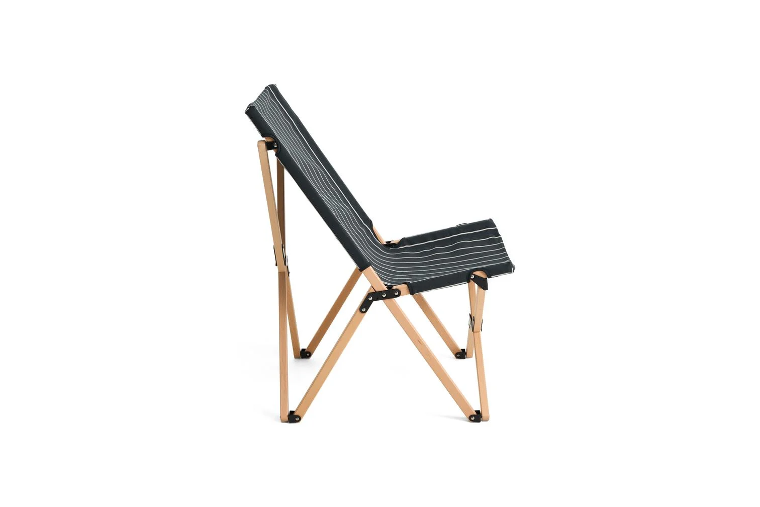 Outdoor Market Folding Chair Black beige stripe
