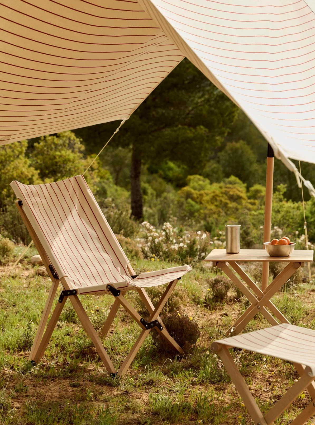 Outdoor Market Canopy Beige red stripe