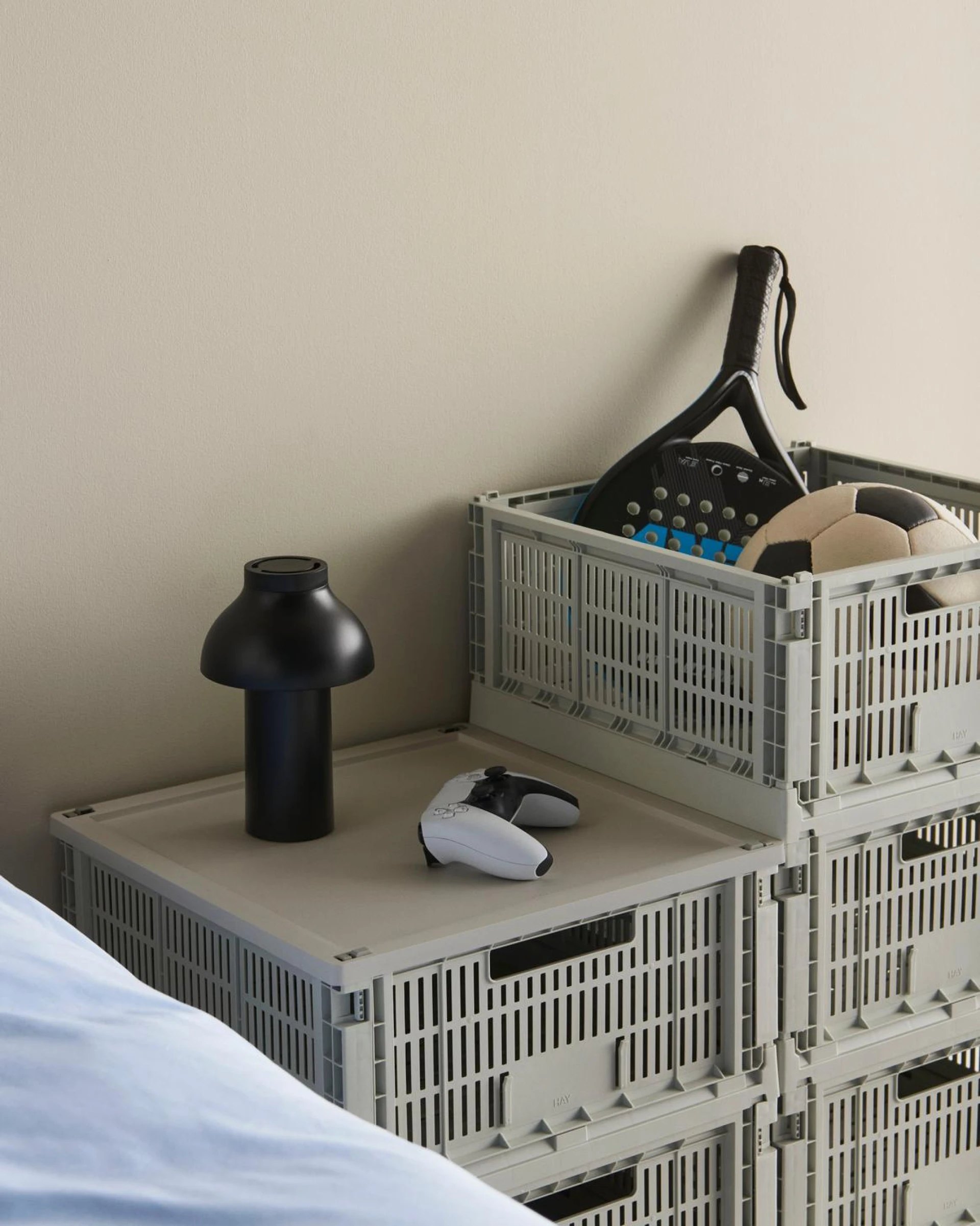 HAY Colour Crate Lid Plastic Large Square Grey